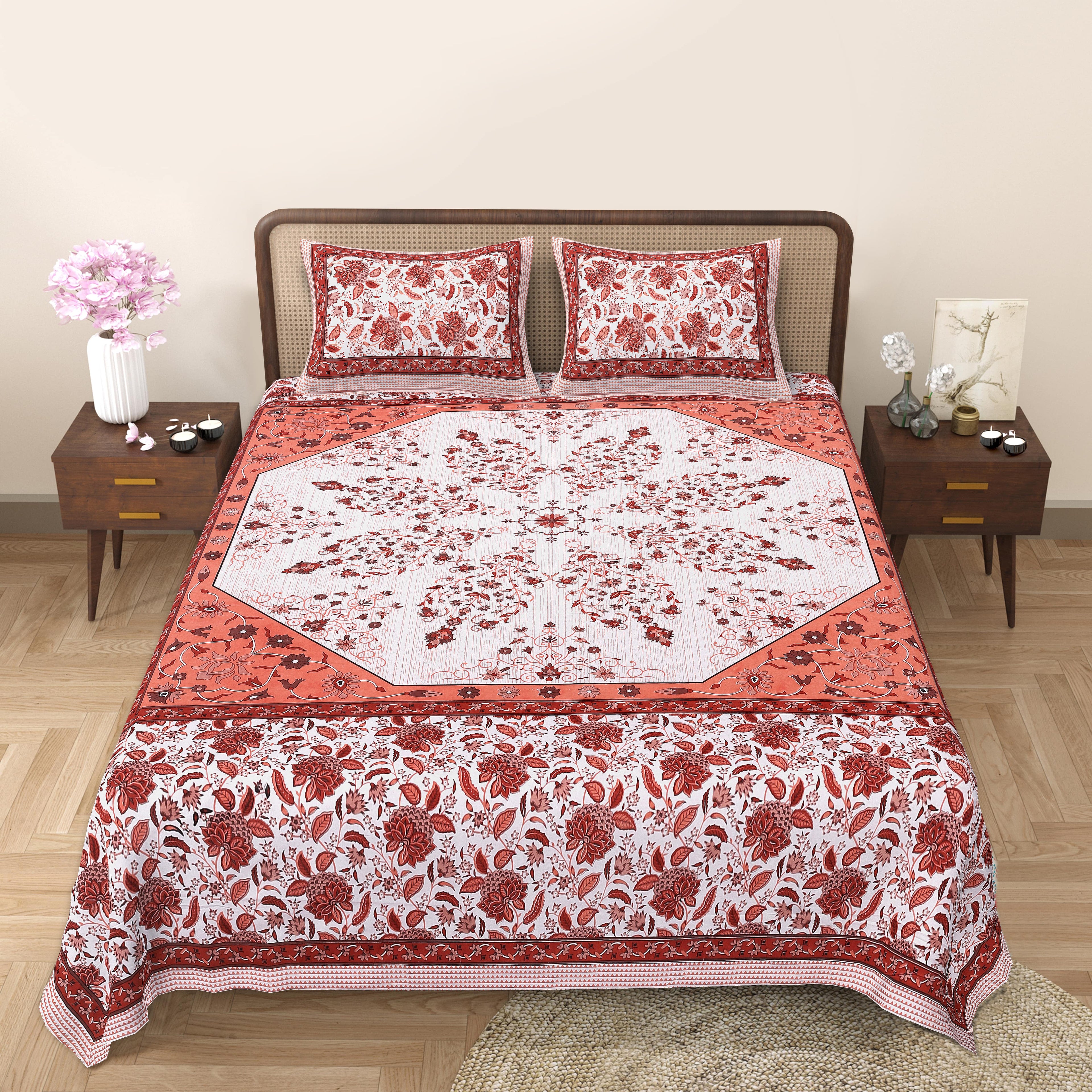 Elevate Your Space with Rang Mahal Viscose Double Bedsheet – 90x108 Inches with 2 Pillow Covers