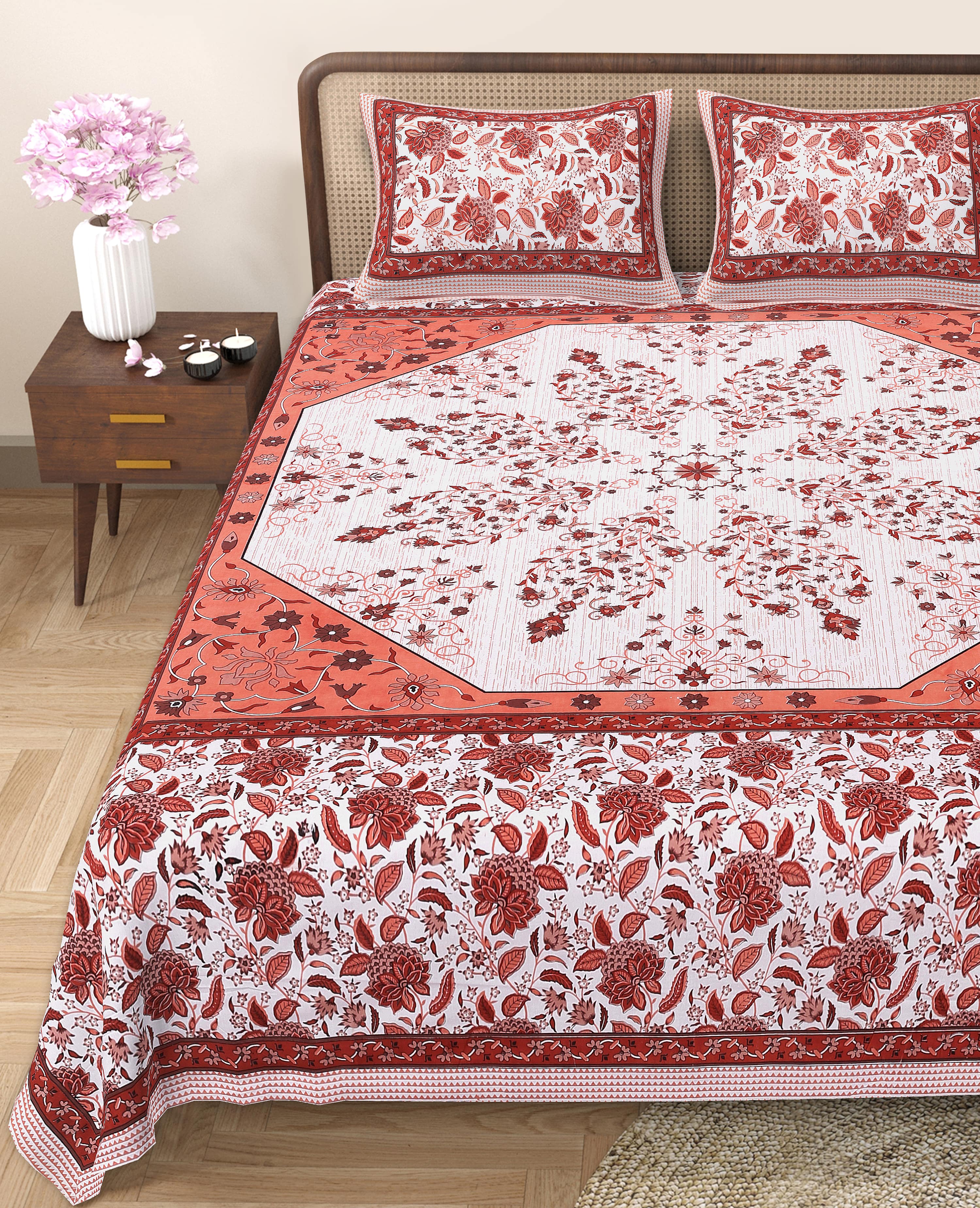 Elevate Your Space with Rang Mahal Viscose Double Bedsheet – 90x108 Inches with 2 Pillow Covers