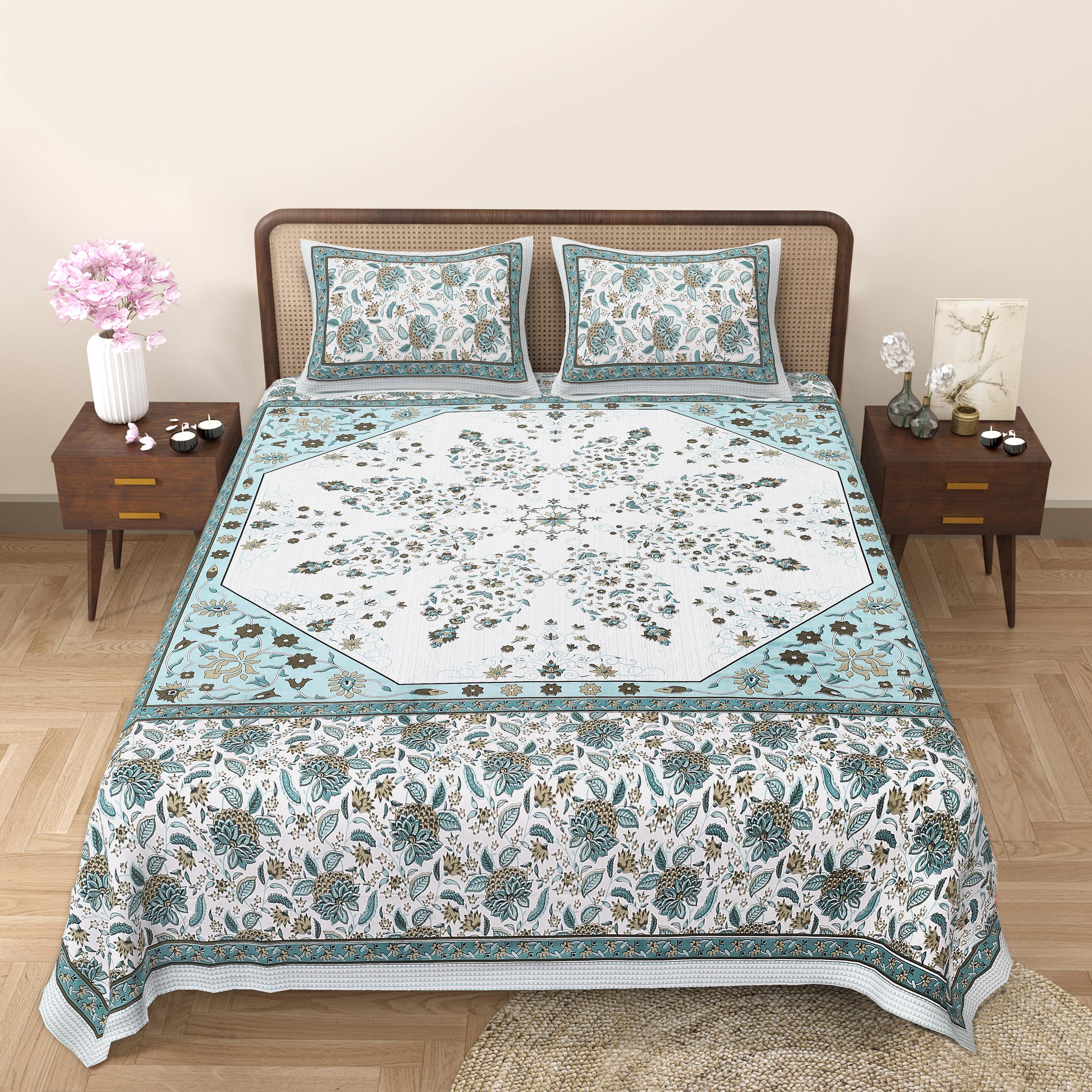 Elevate Your Space with Rang Mahal Viscose Double Bedsheet – 90x108 Inches with 2 Pillow Covers