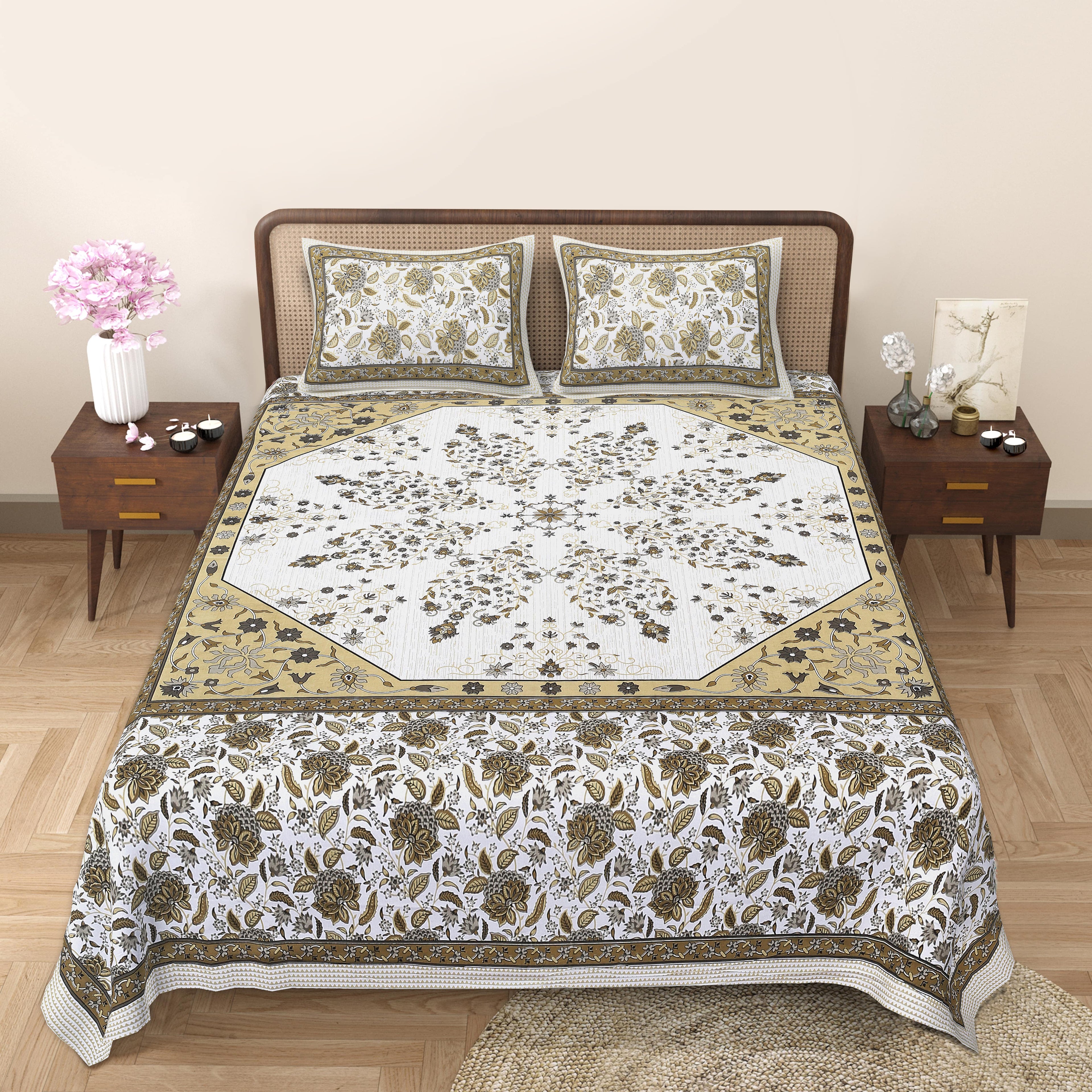 Elevate Your Space with Rang Mahal Viscose Double Bedsheet – 90x108 Inches with 2 Pillow Covers