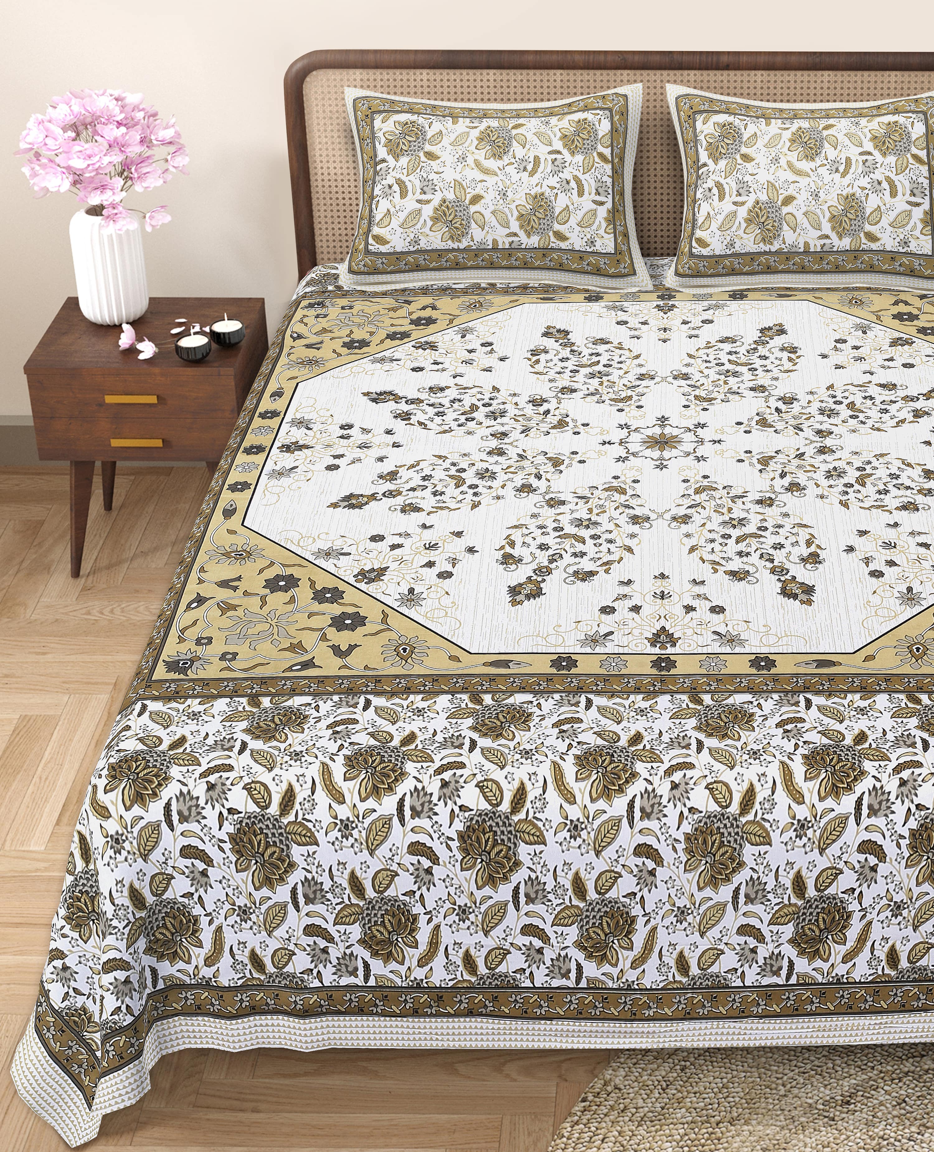 Elevate Your Space with Rang Mahal Viscose Double Bedsheet – 90x108 Inches with 2 Pillow Covers