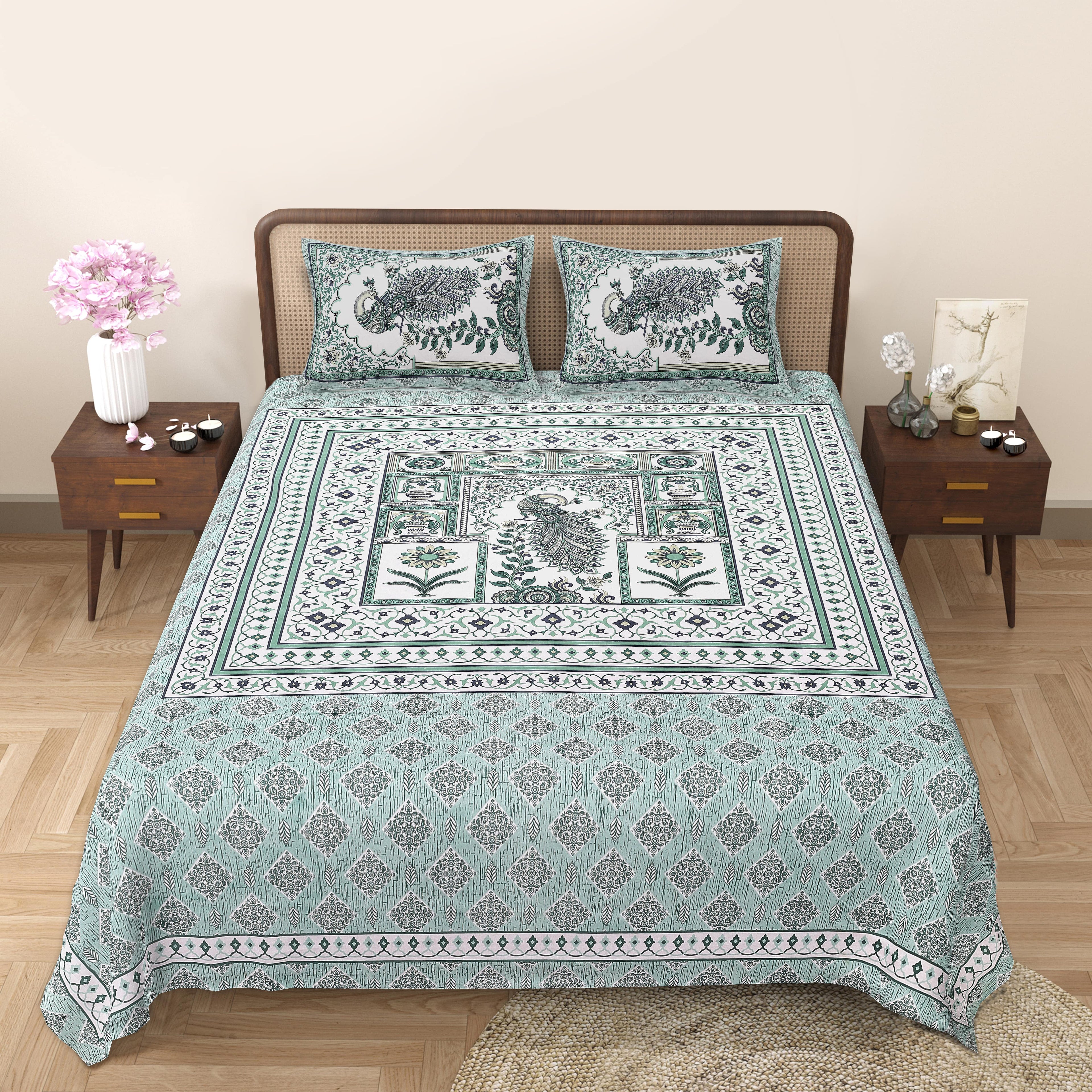 Grace Your Bedroom with Rang Mahal Viscose Double Bedsheet – 90x108 Inches with 2 Pillow Covers