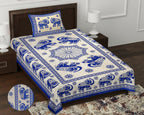 59" Eco Elephant Design 100% Cotton Single Bedsheet With 1 Pillow Cover, 60/90