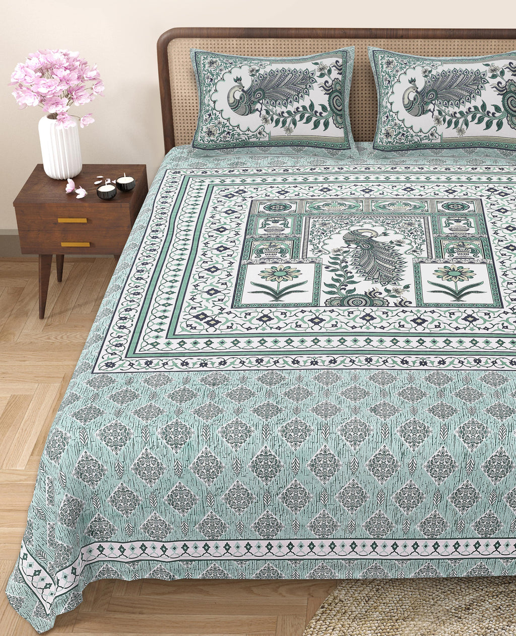 Grace Your Bedroom with Rang Mahal Viscose Double Bedsheet – 90x108 Inches with 2 Pillow Covers