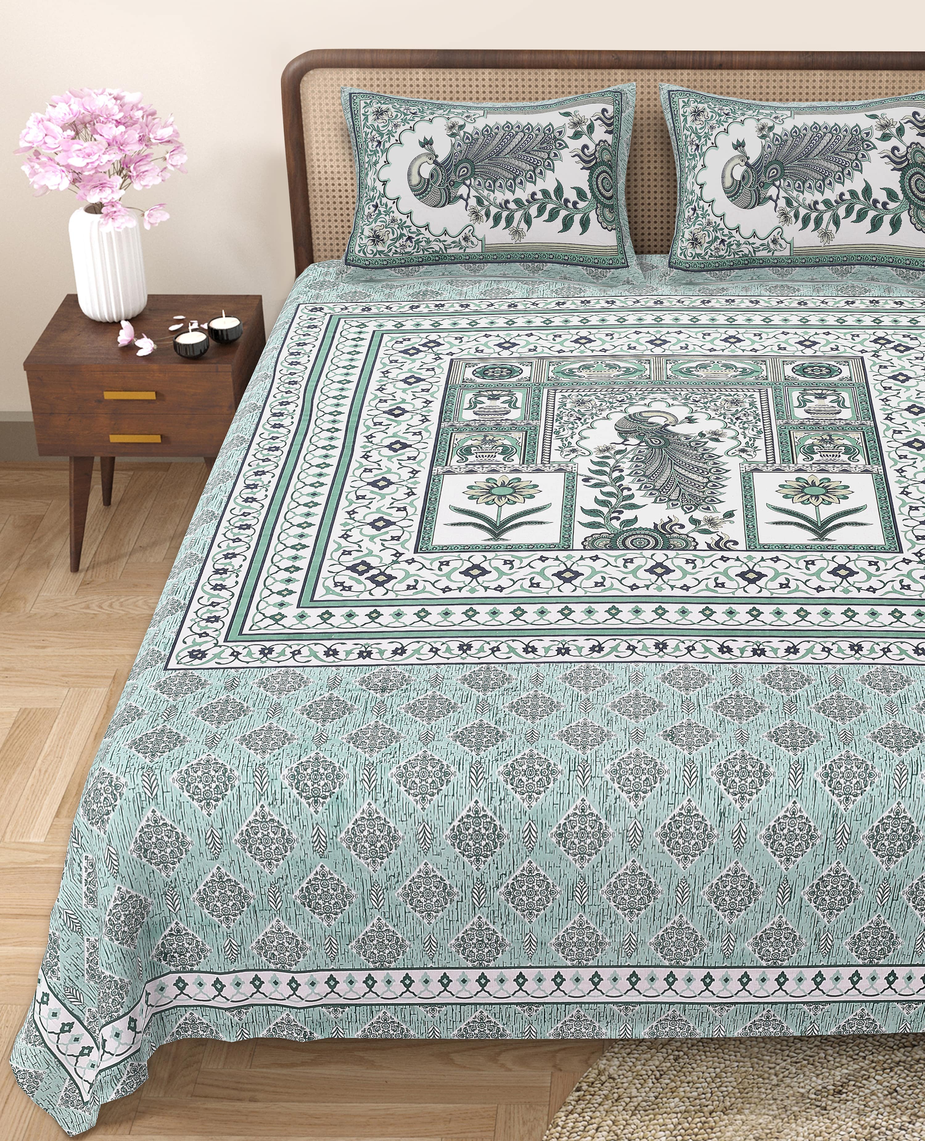 Grace Your Bedroom with Rang Mahal Viscose Double Bedsheet – 90x108 Inches with 2 Pillow Covers