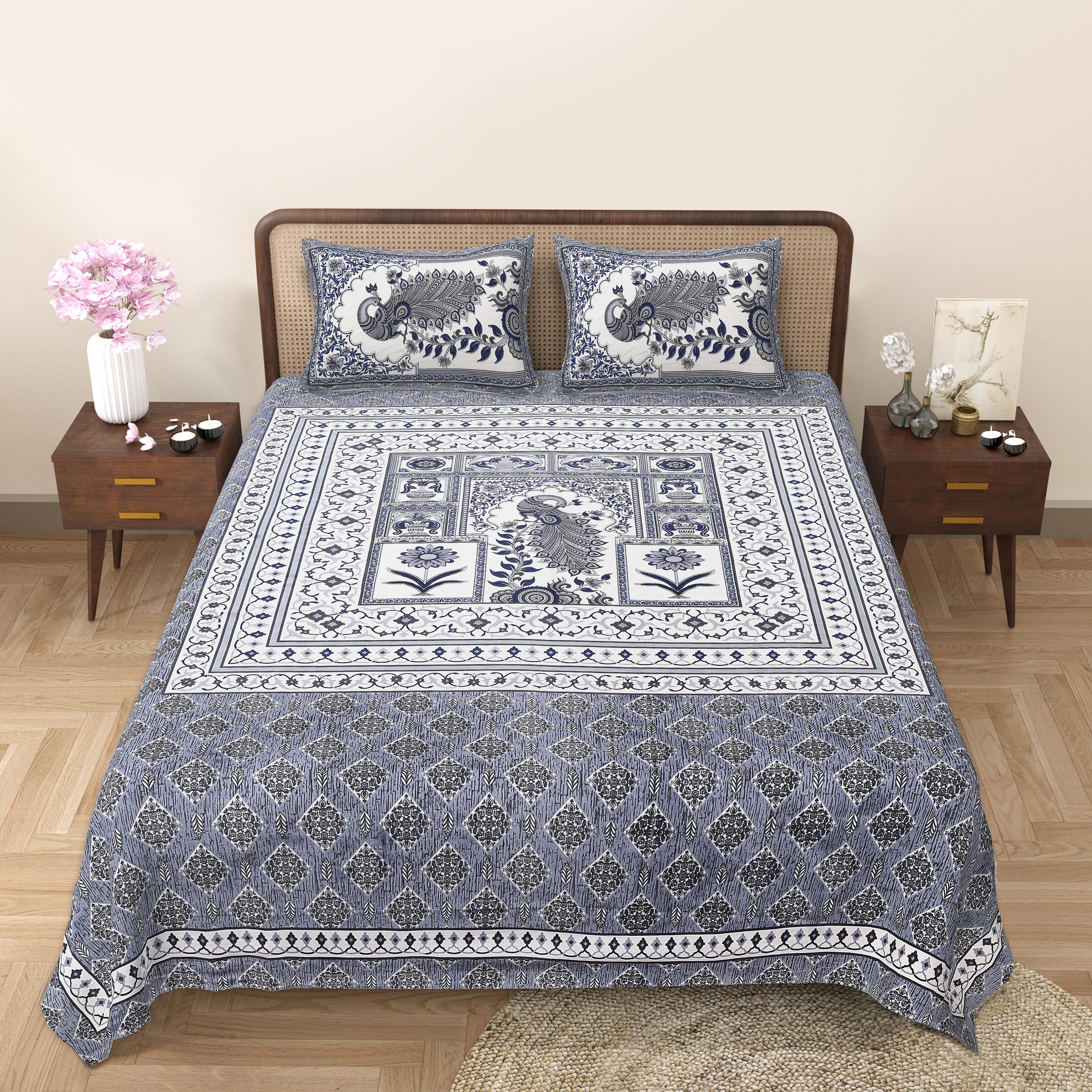 Grace Your Bedroom with Rang Mahal Viscose Double Bedsheet – 90x108 Inches with 2 Pillow Covers