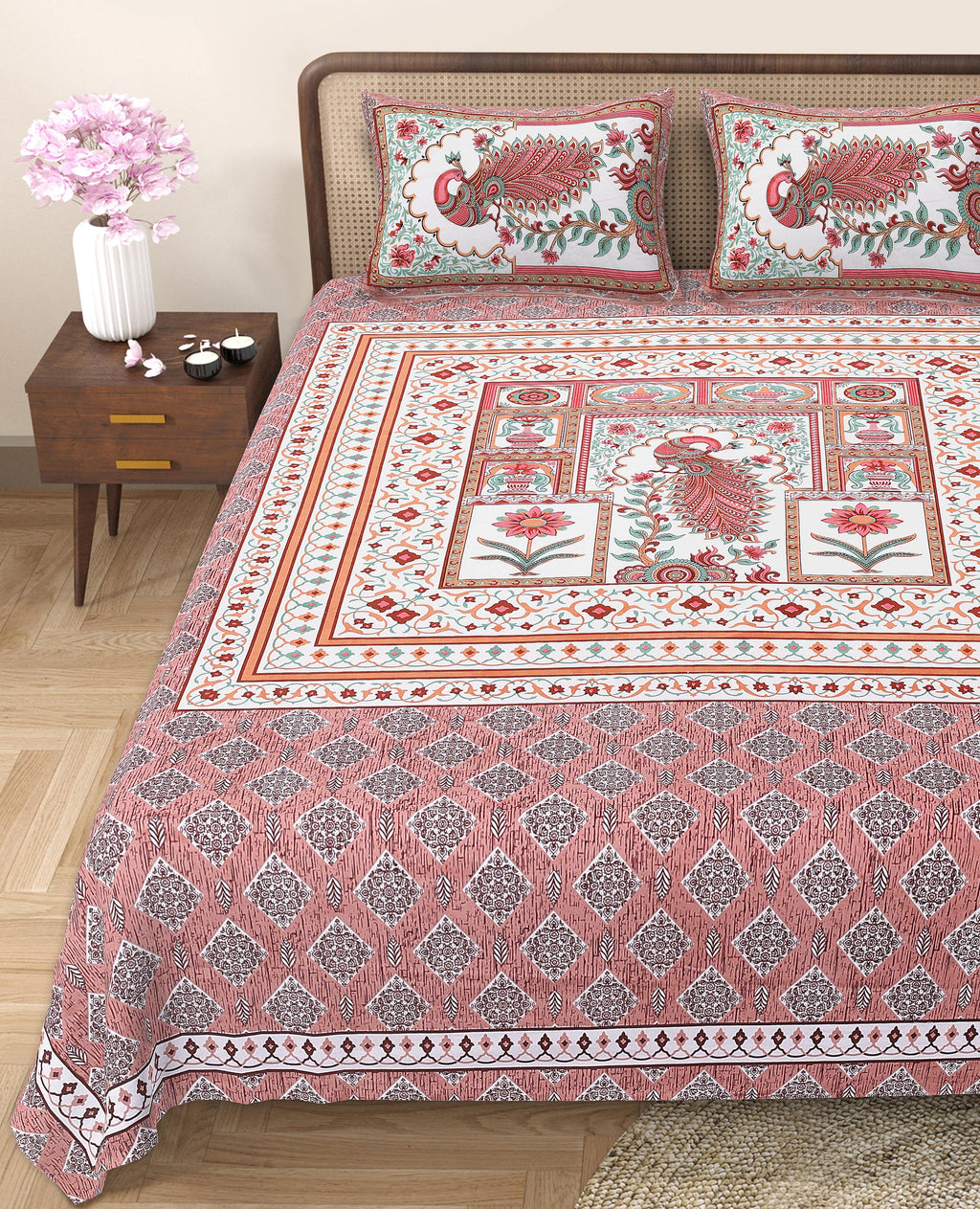 Grace Your Bedroom with Rang Mahal Viscose Double Bedsheet – 90x108 Inches with 2 Pillow Covers