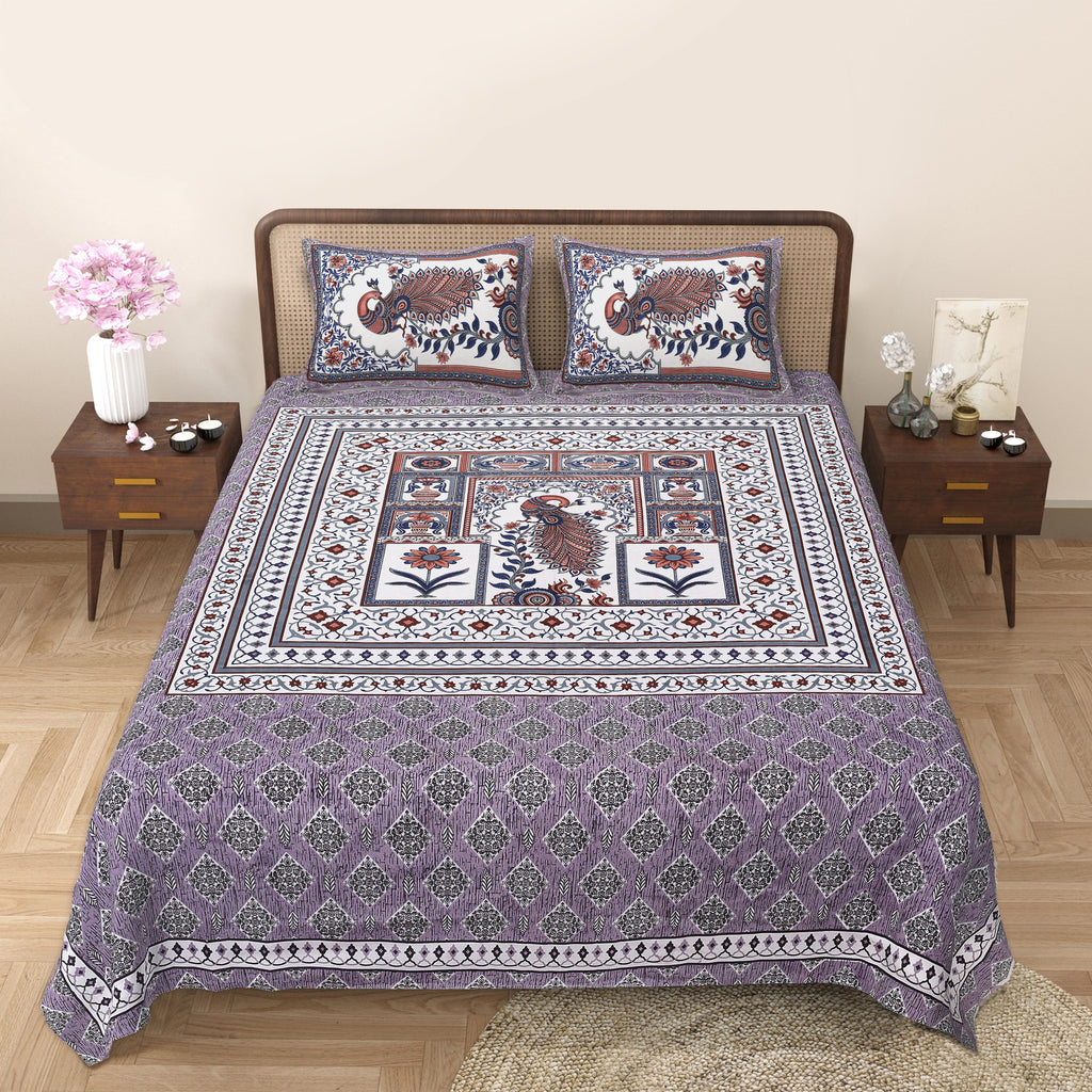Grace Your Bedroom with Rang Mahal Viscose Double Bedsheet – 90x108 Inches with 2 Pillow Covers