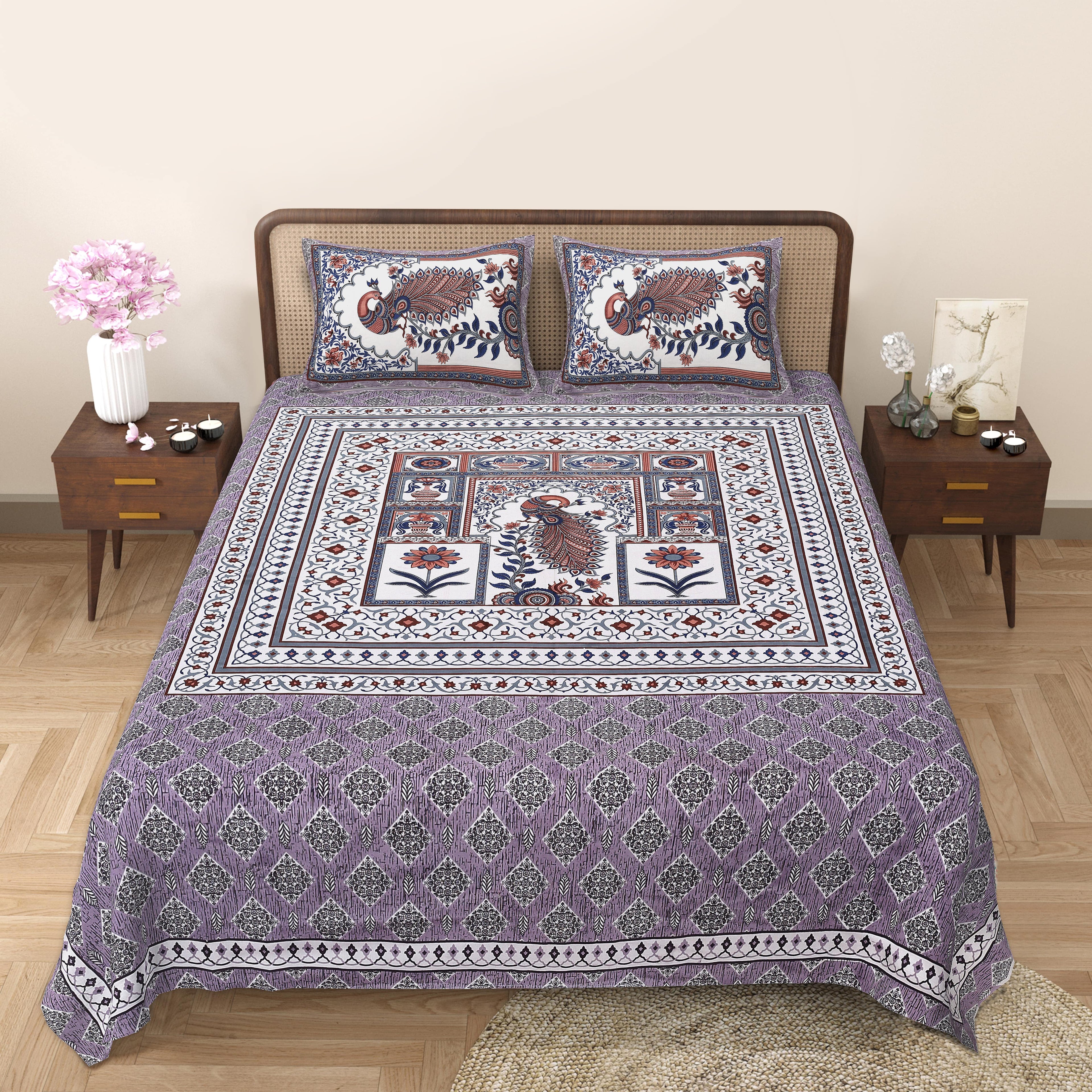 Grace Your Bedroom with Rang Mahal Viscose Double Bedsheet – 90x108 Inches with 2 Pillow Covers