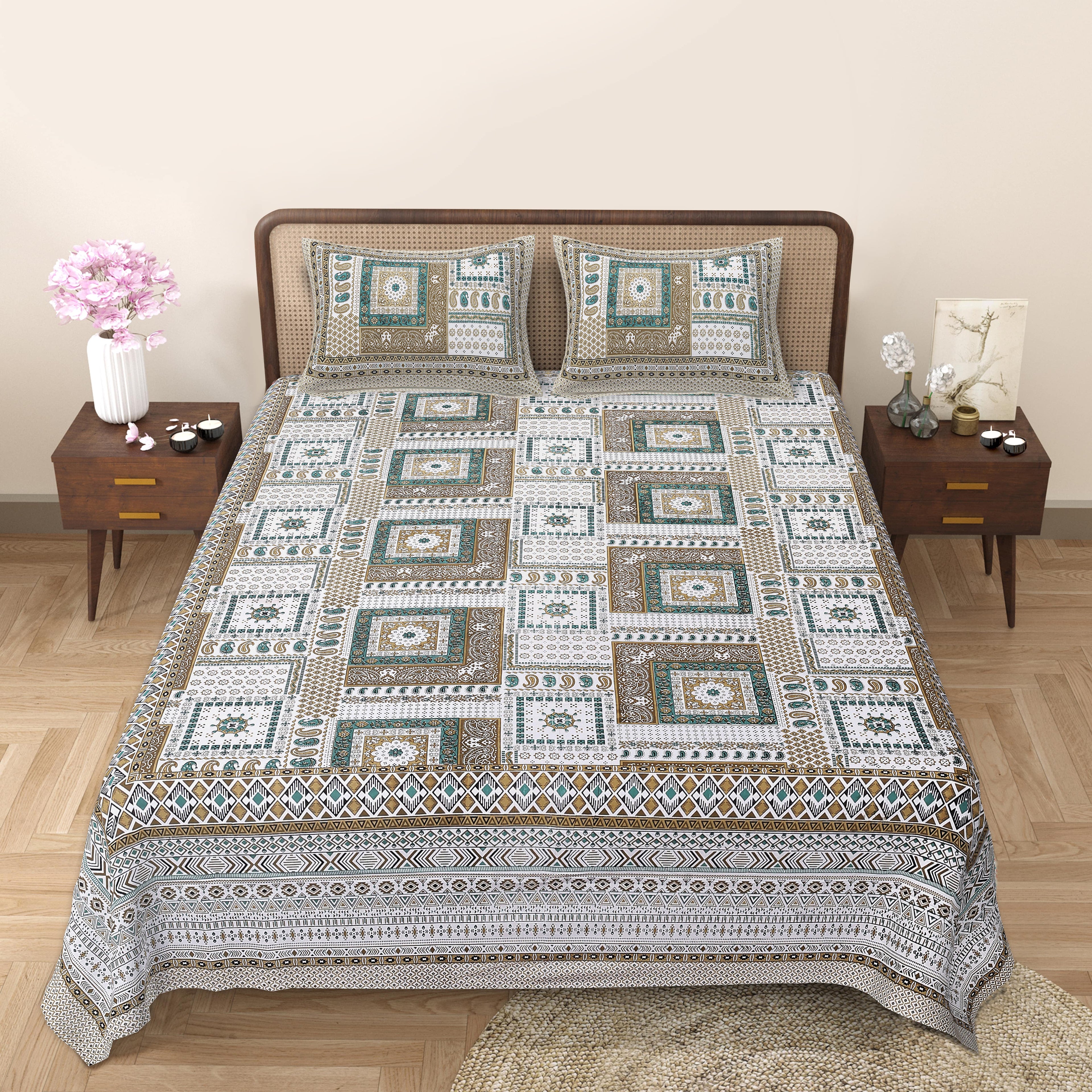 Enhance Your Home with Rang Mahal Viscose Double Bedsheet – 90x108 Inches with 2 Pillow Covers