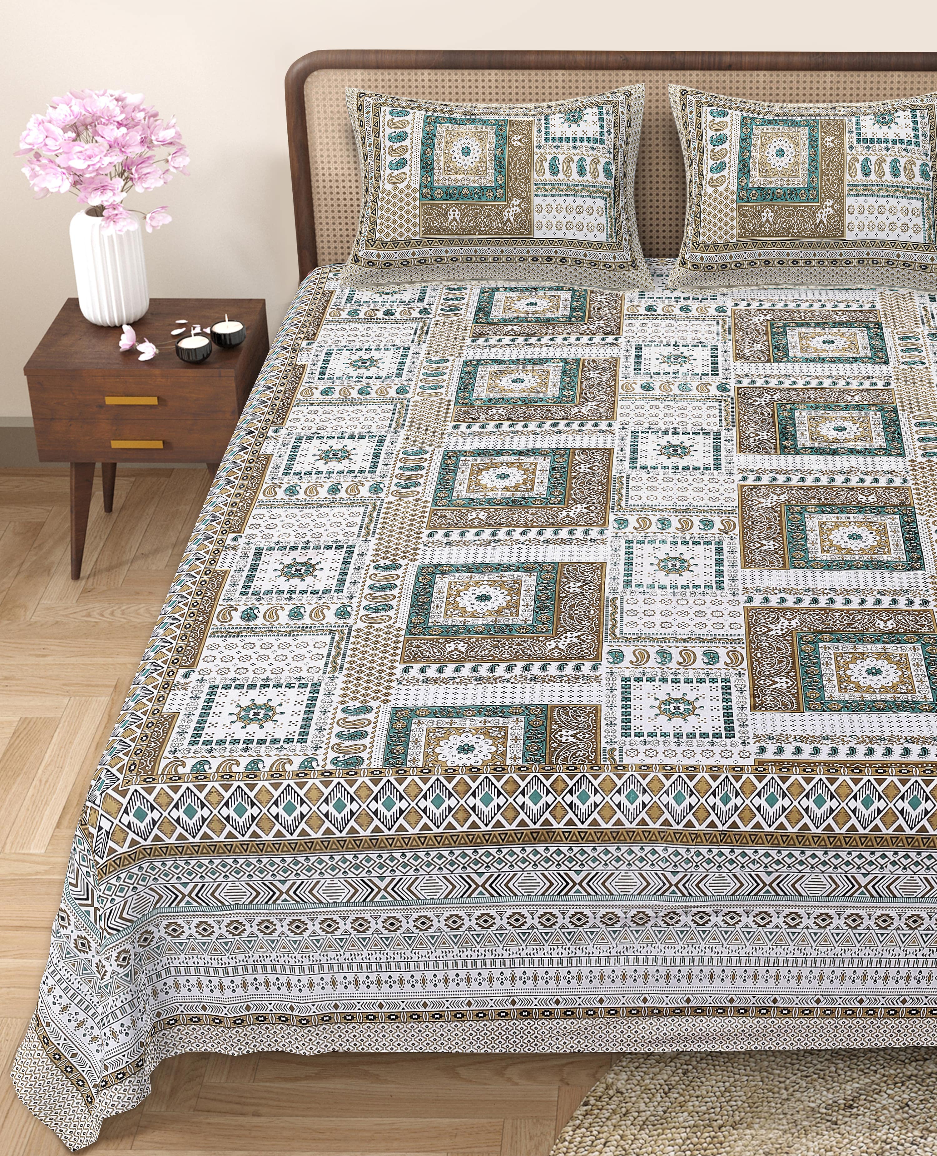 Enhance Your Home with Rang Mahal Viscose Double Bedsheet – 90x108 Inches with 2 Pillow Covers