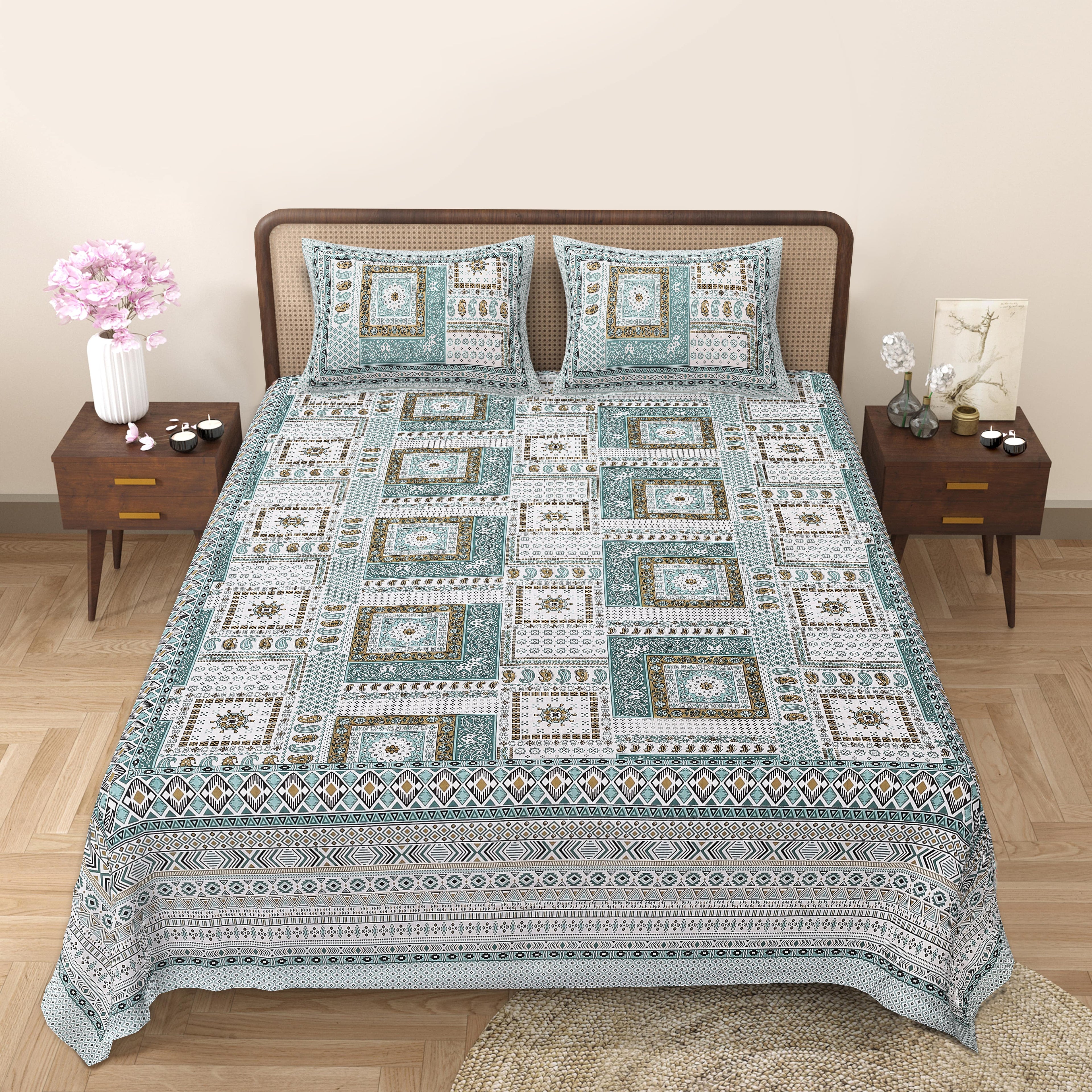 Enhance Your Home with Rang Mahal Viscose Double Bedsheet – 90x108 Inches with 2 Pillow Covers