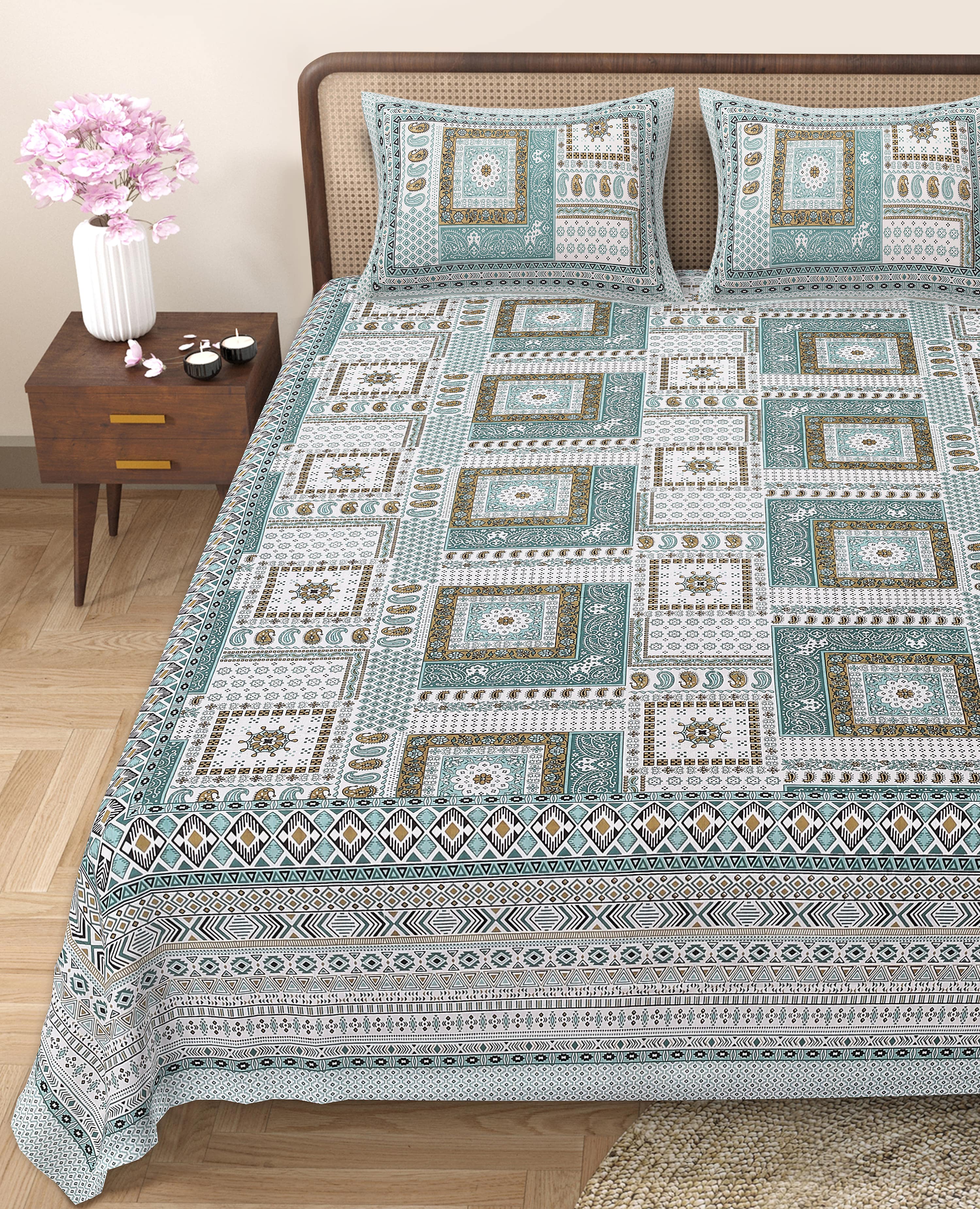 Enhance Your Home with Rang Mahal Viscose Double Bedsheet – 90x108 Inches with 2 Pillow Covers
