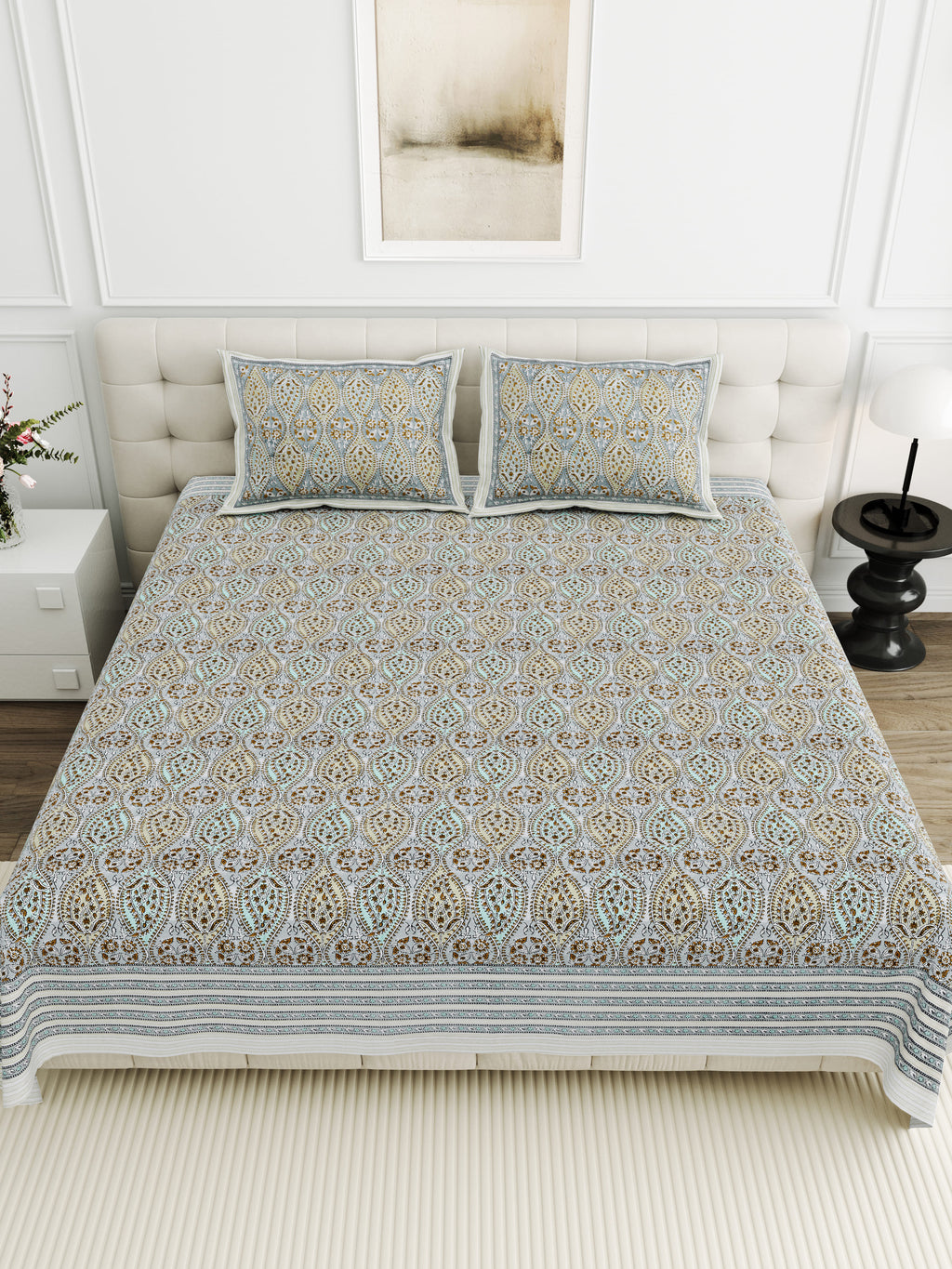 Viscose Bindaas Collection 95x108 Double Bedsheet with Traditional Paisley Motifs