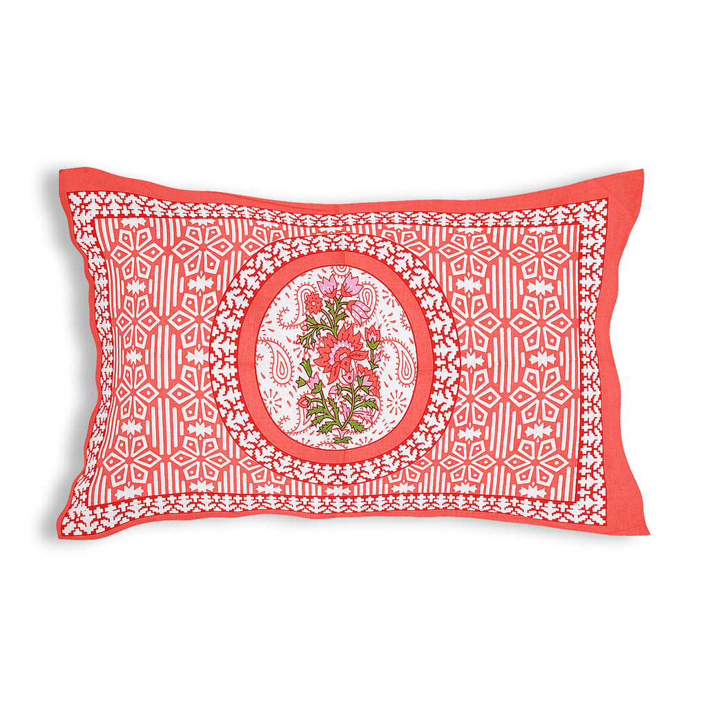 59" Ethnic Floral Mandala Print 100% Cotton Single Bedsheet with 1 Pillow Cover (60x90)