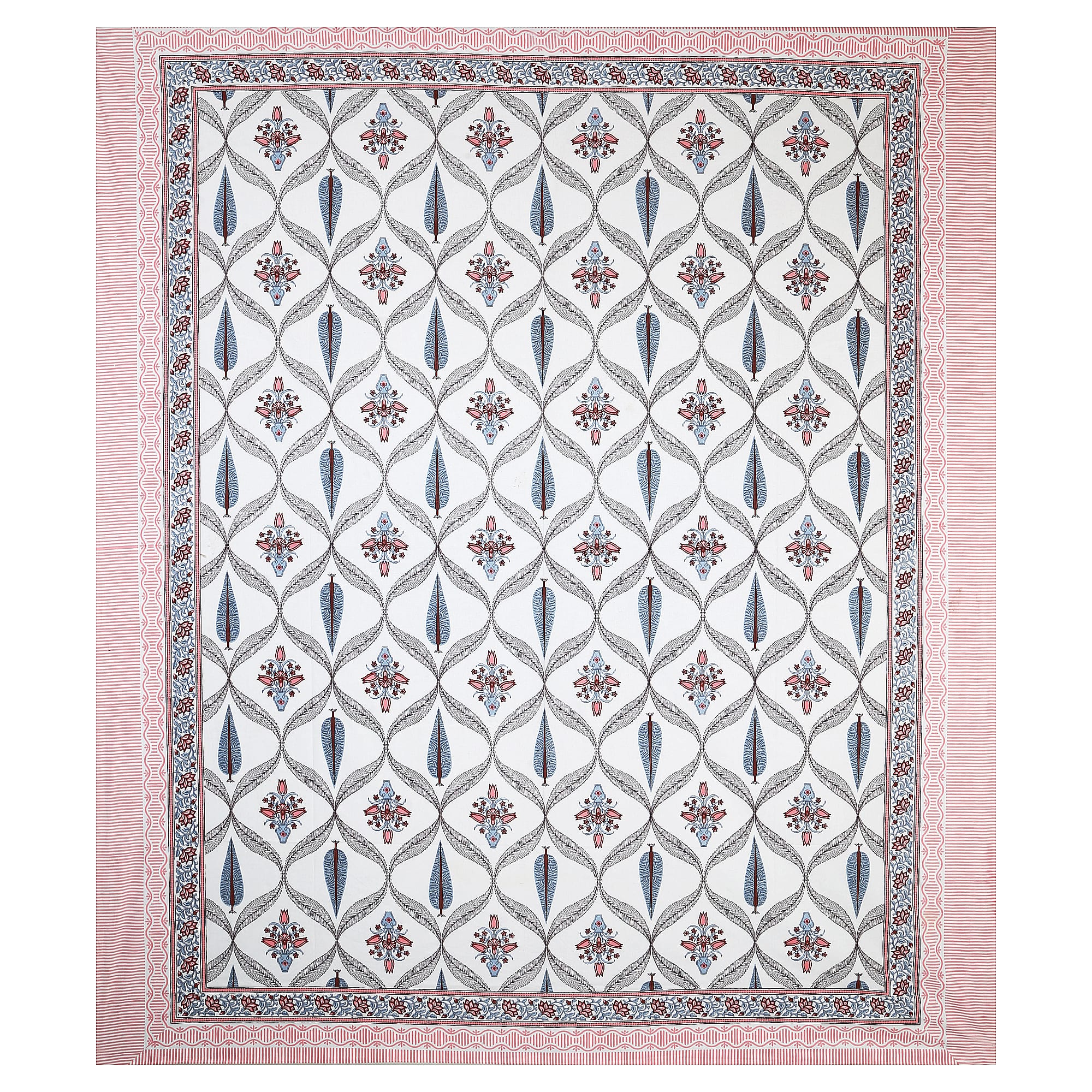 95x108 Viscose Hungama Collection Double Bedsheet with Geometric Floral Patterns & Matching Pillow Covers