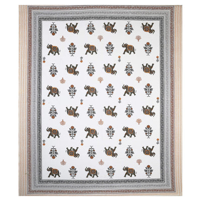 95x108 Viscose Hungama Collection Double Bedsheet with Elephant & Floral Motifs and Pillow Covers