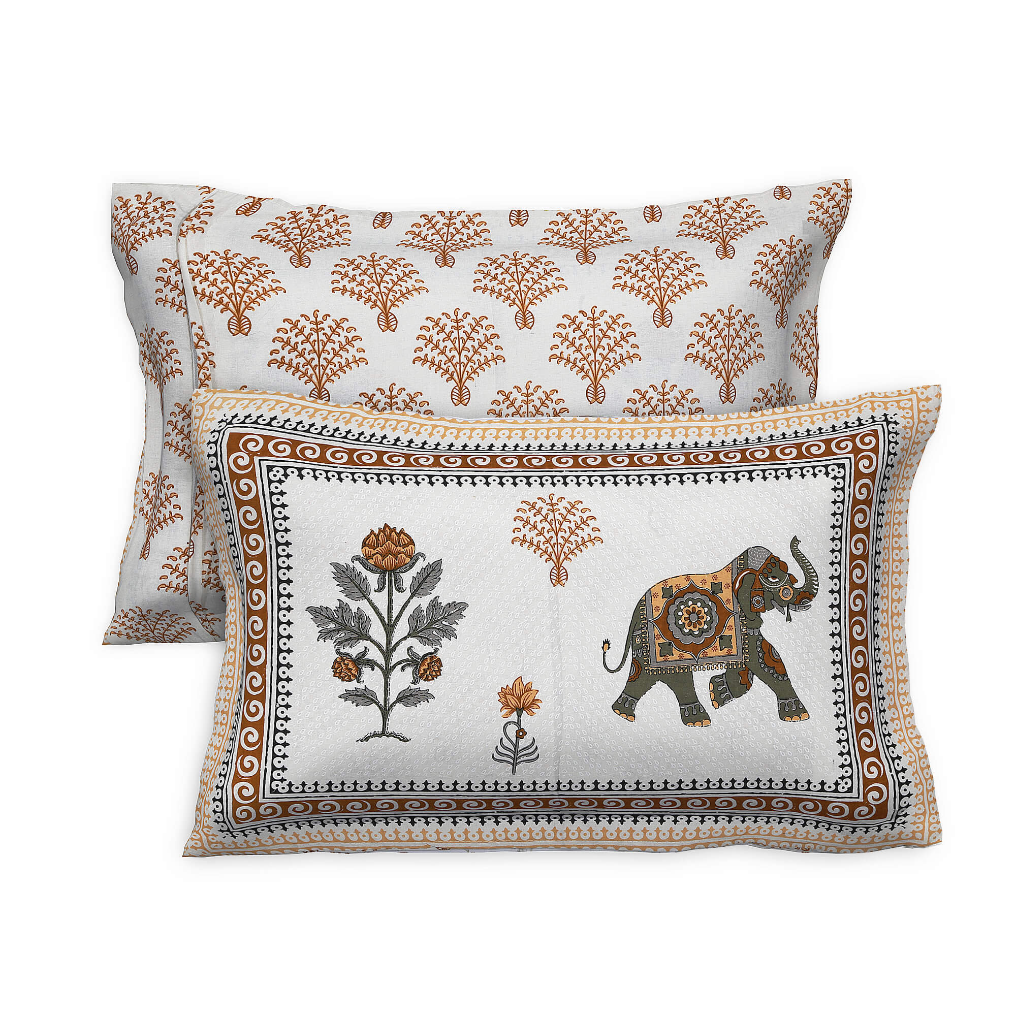 95x108 Viscose Hungama Collection Double Bedsheet with Palm & Floral Design and Pillow Covers