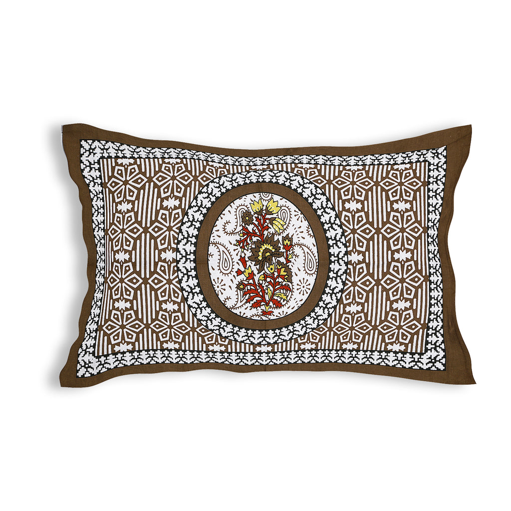 59" Ethnic Floral Mandala Print 100% Cotton Single Bedsheet with 1 Pillow Cover (60x90)