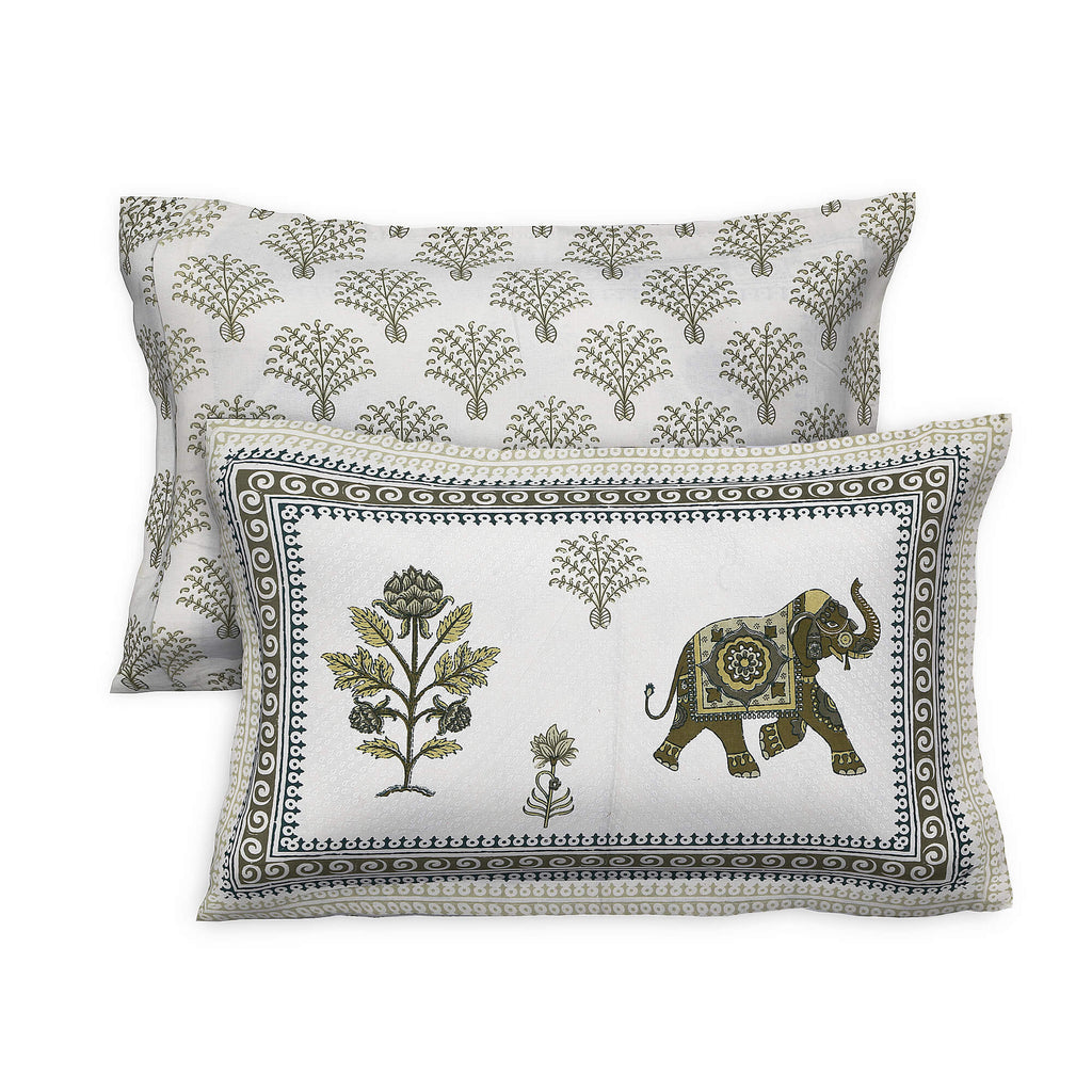 95x108 Viscose Hungama Collection Double Bedsheet with Elephant & Floral Motifs and Pillow Covers