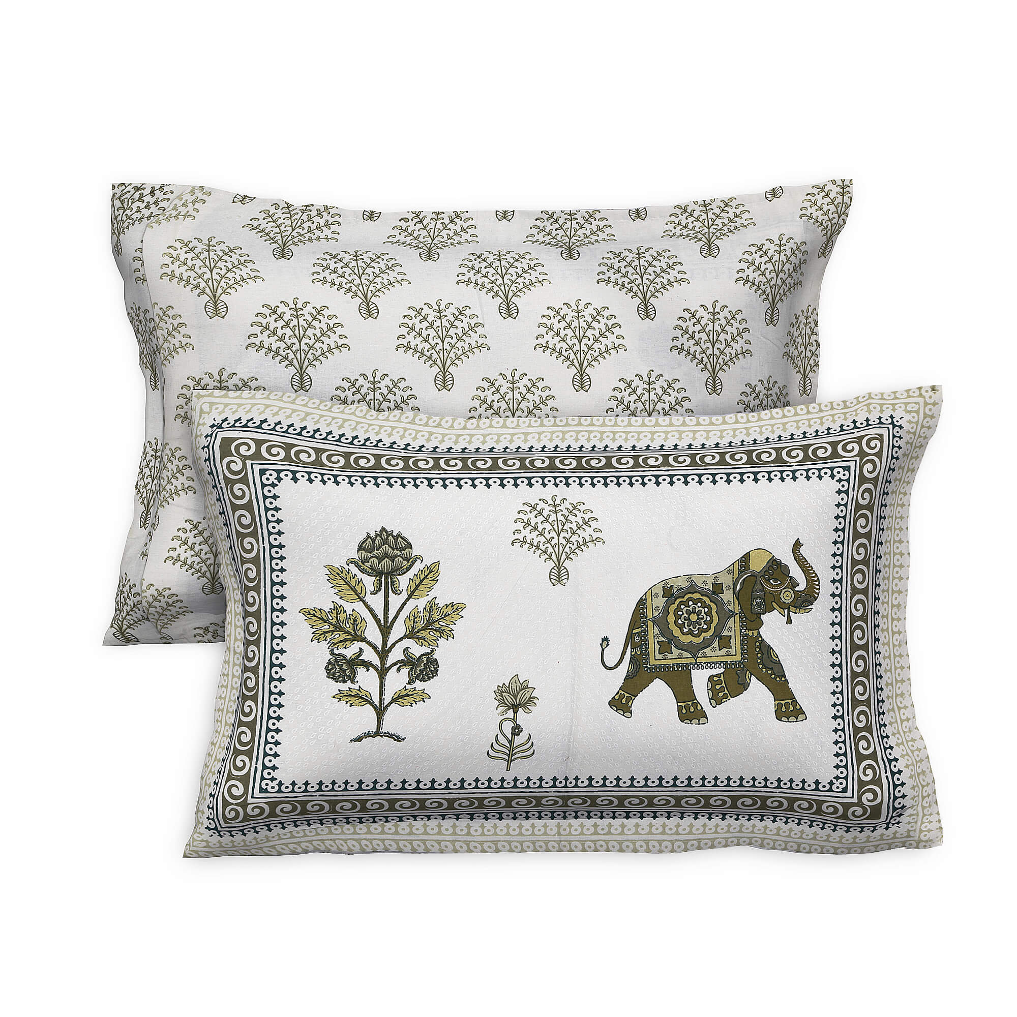 95x108 Viscose Hungama Collection Double Bedsheet with Elephant & Floral Motifs and Pillow Covers