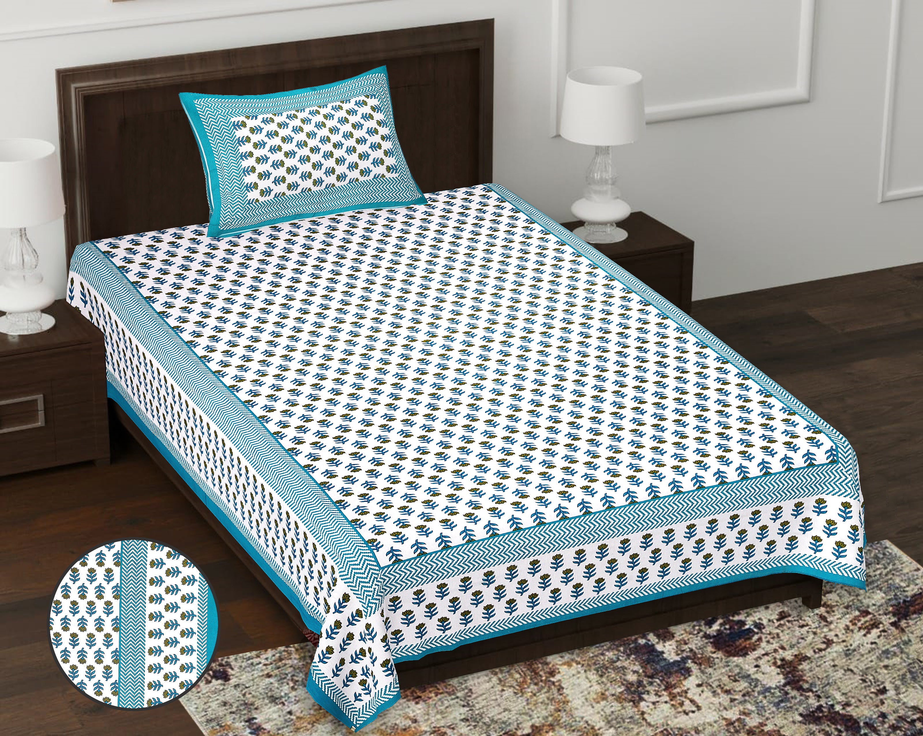 59" Minimalist Soft Cotton Single Bedsheet with Matching Pillow Cover (60x90)