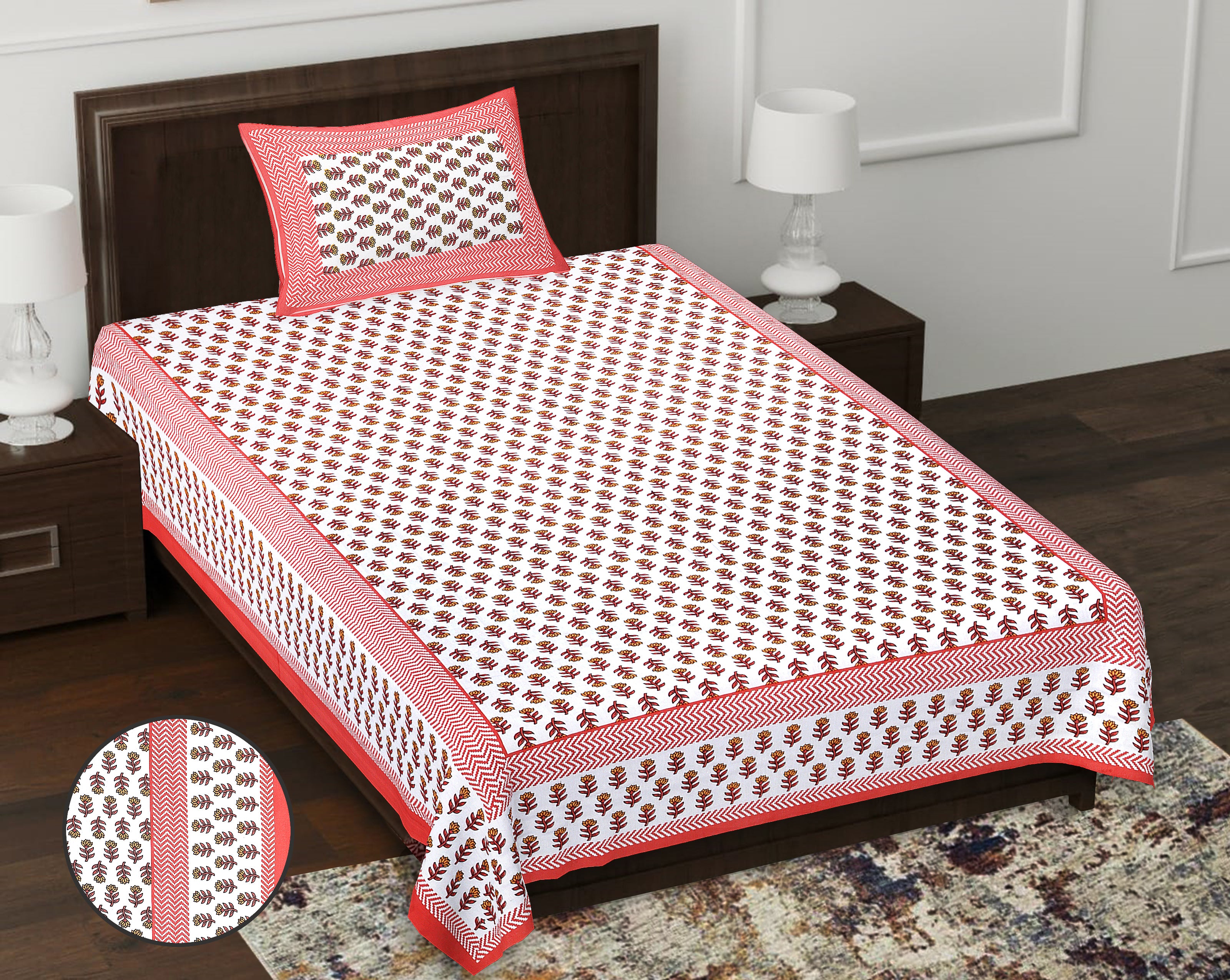 59" Minimalist Soft Cotton Single Bedsheet with Matching Pillow Cover (60x90)