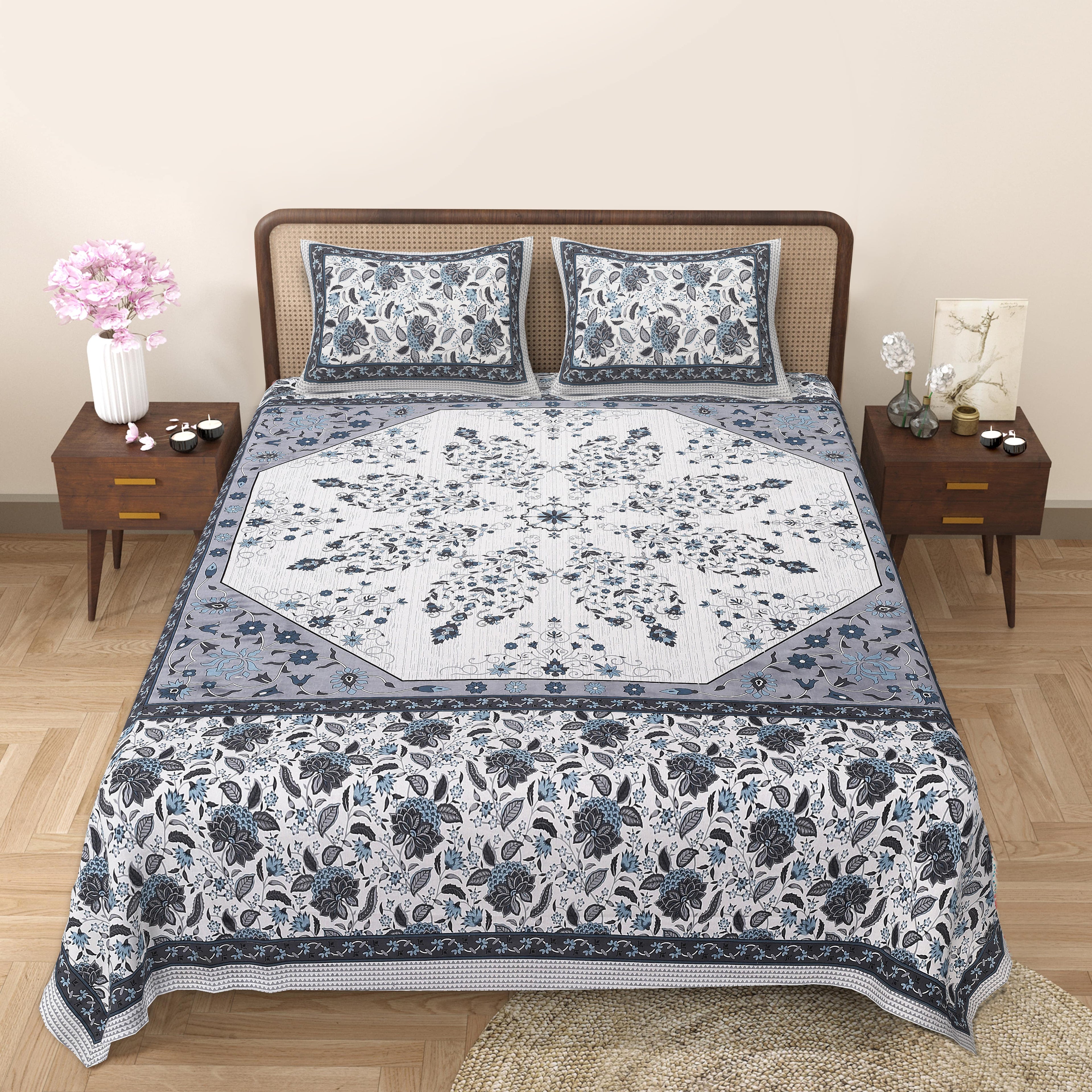 Elevate Your Space with Rang Mahal Viscose Double Bedsheet – 90x108 Inches with 2 Pillow Covers