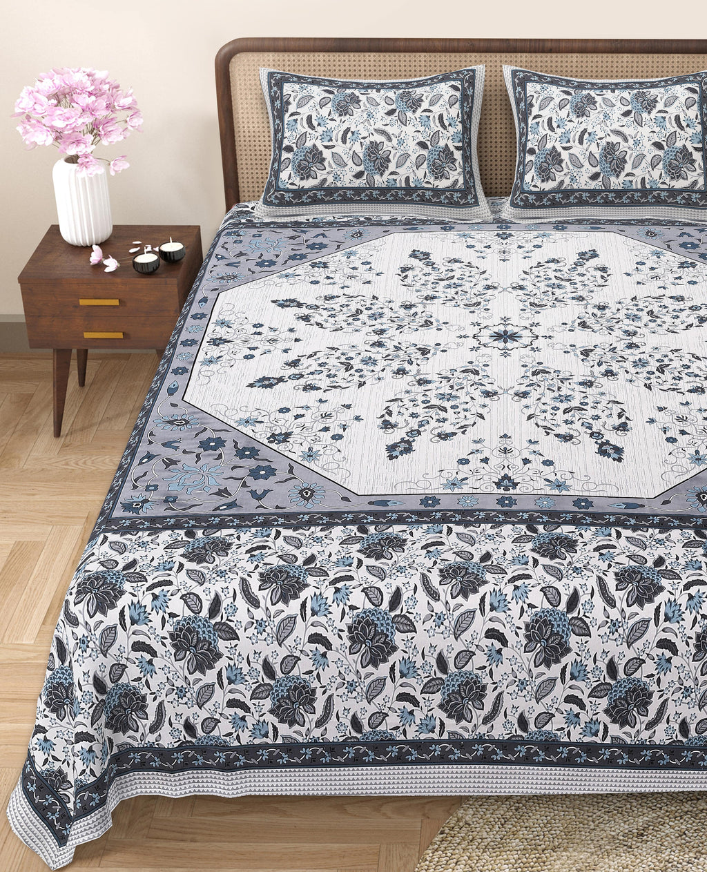 Elevate Your Space with Rang Mahal Viscose Double Bedsheet – 90x108 Inches with 2 Pillow Covers