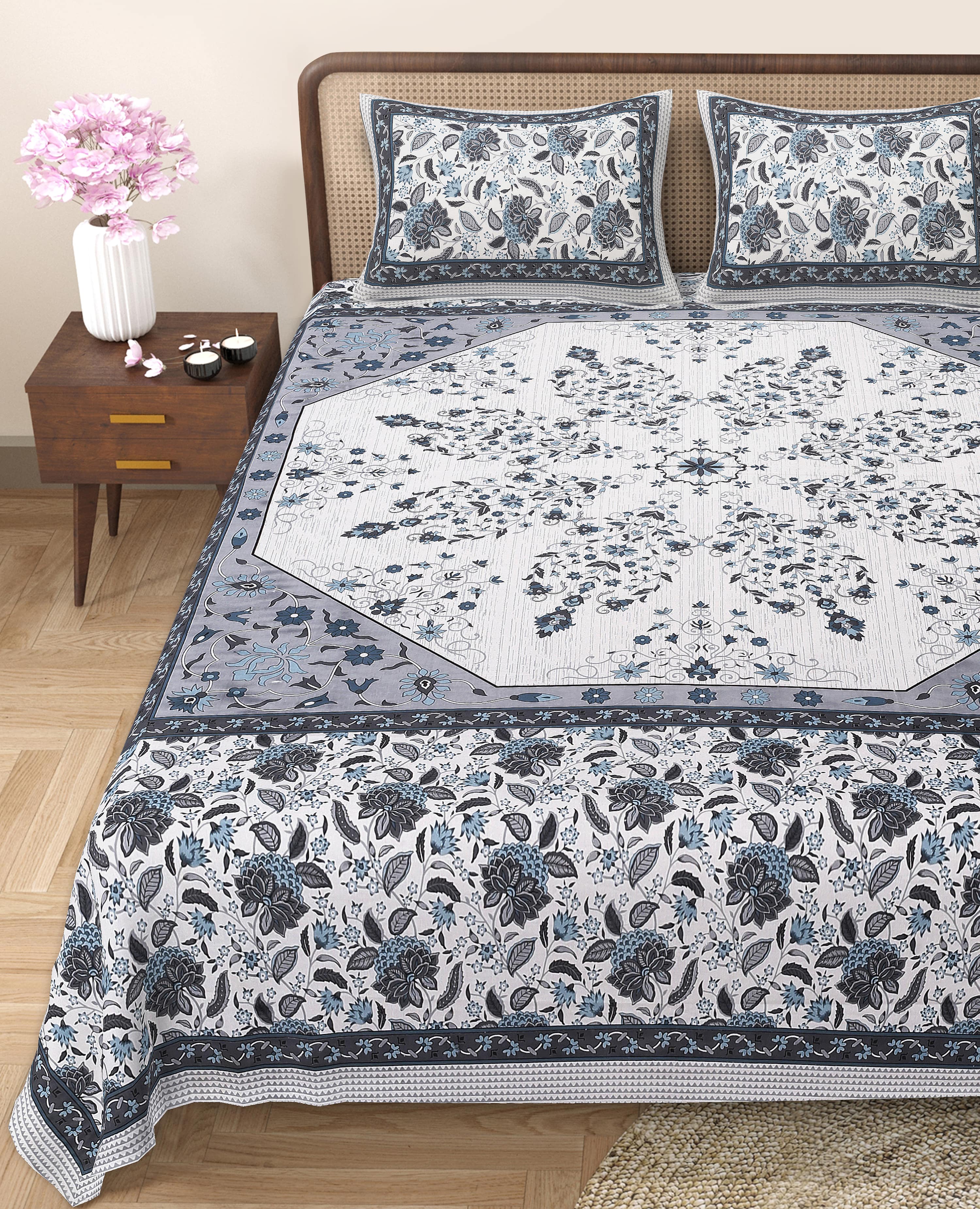 Elevate Your Space with Rang Mahal Viscose Double Bedsheet – 90x108 Inches with 2 Pillow Covers