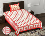 59" Eco Handblock Print 100% Cotton Single Bedsheet with 1 Pillow Cover (60x90)