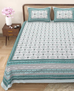 Rangmahal Collection 90x108 Viscose Double Bedsheet with Intricate Motifs & Matching Pillow Covers