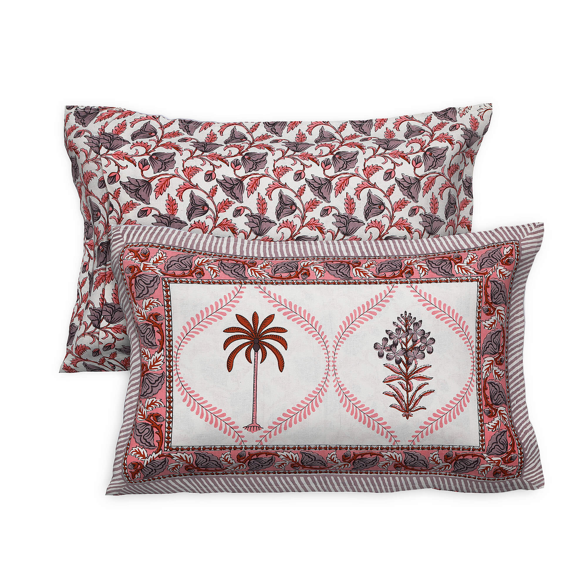 95x108 Viscose Hungama Collection Double Bedsheet with Palm & Floral Design and Pillow Covers
