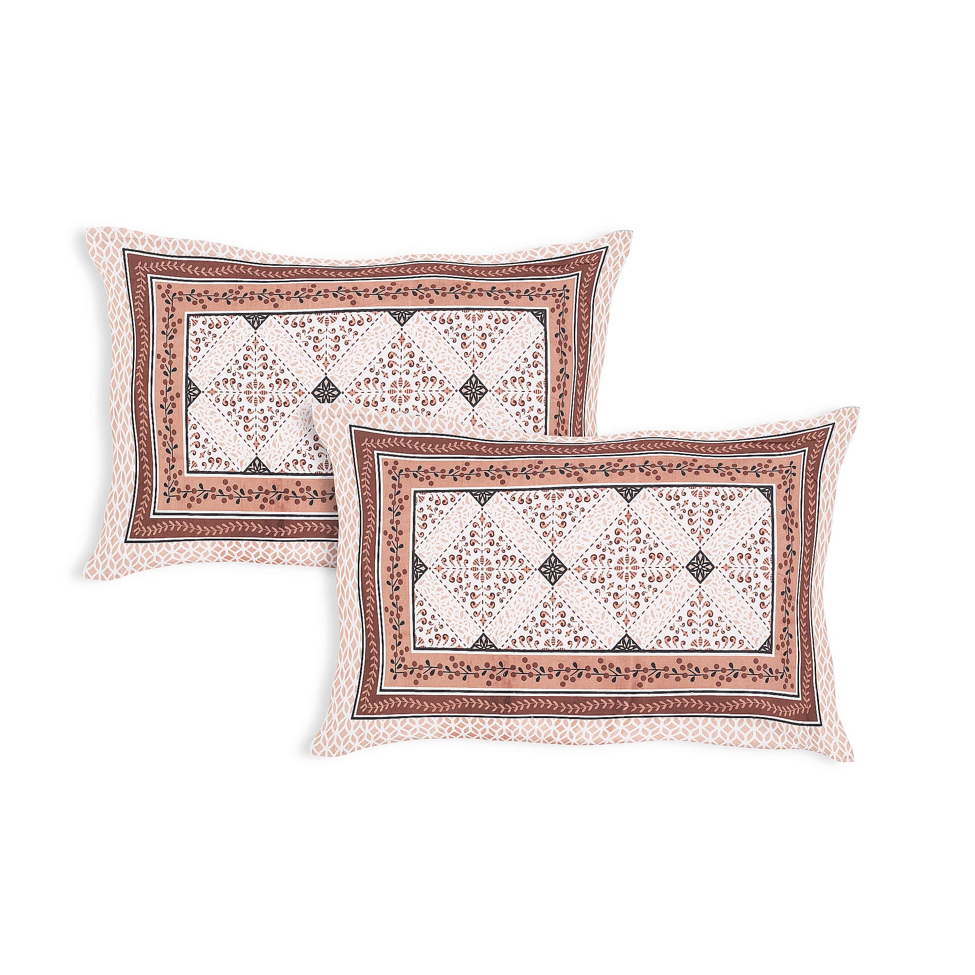 Rangmahal Collection 90x108 Viscose Double Bedsheet with Intricate Motifs & Matching Pillow Covers