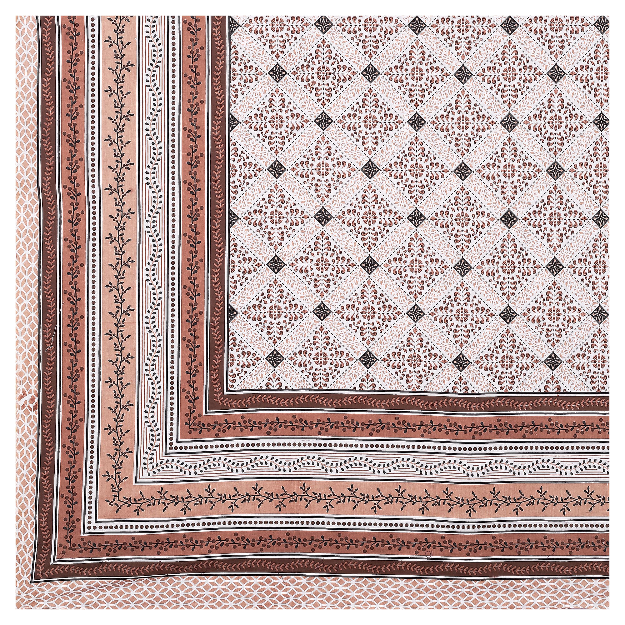 Rangmahal Collection 90x108 Viscose Double Bedsheet with Intricate Motifs & Matching Pillow Covers