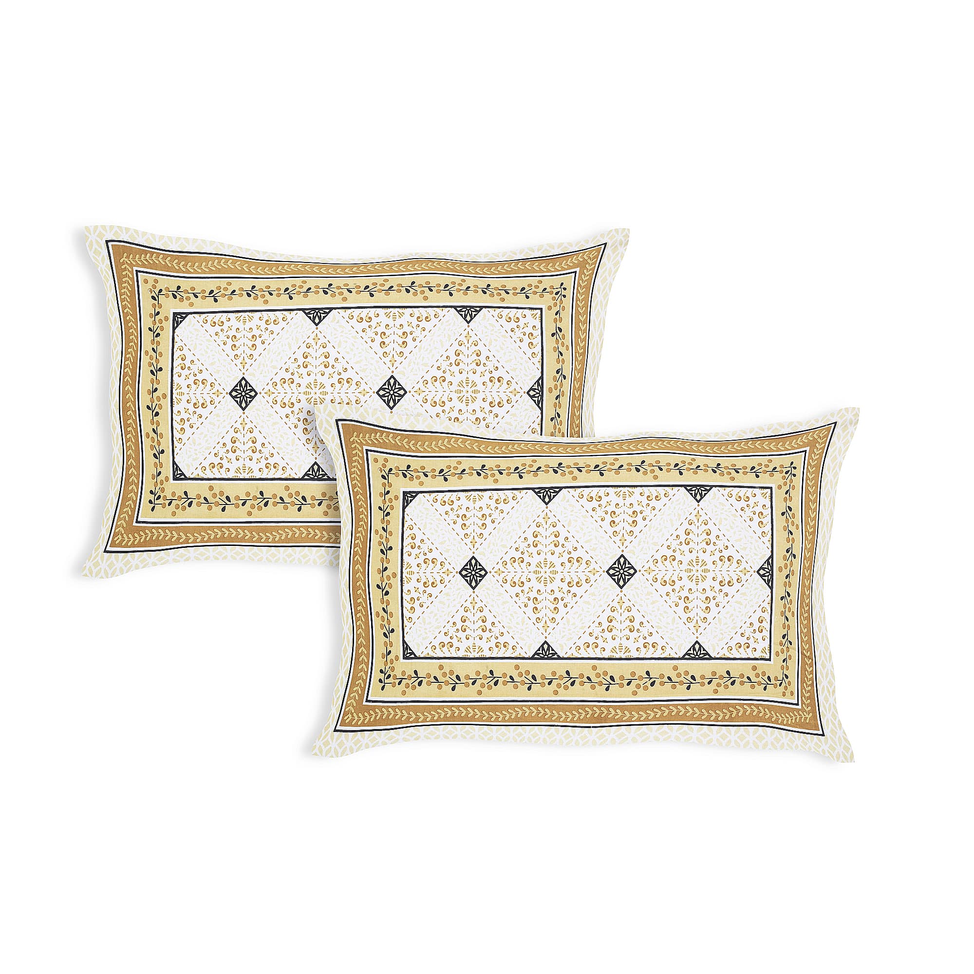 Rangmahal Collection 90x108 Viscose Double Bedsheet with Intricate Motifs & Matching Pillow Covers