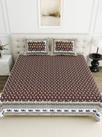 Viscose Bindaas Collection 95x108 Double Bedsheet with Classic Buti Patterns & Pillow Covers