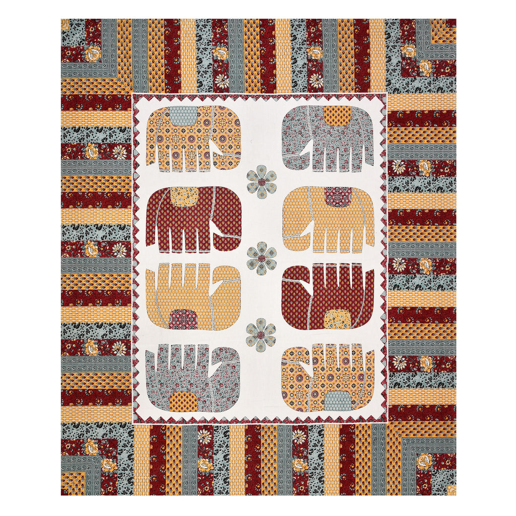 Viscose Gangour Collection 95x108 Double Bedsheet with Elephant Heritage Design