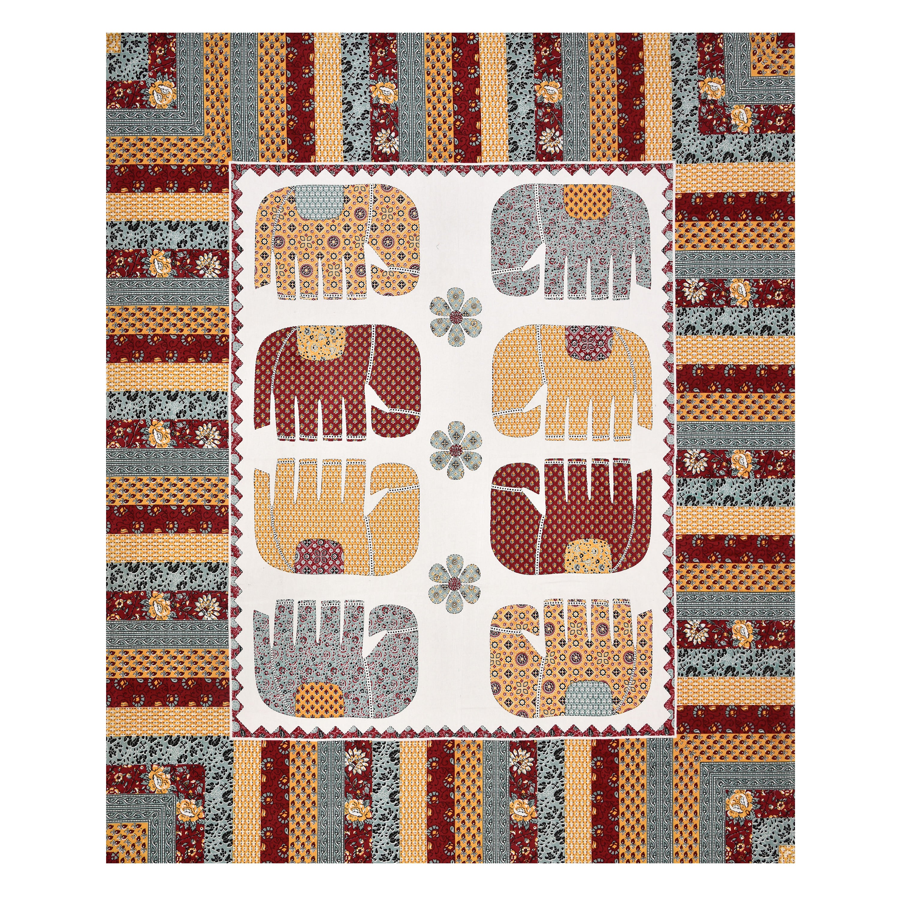 Viscose Gangour Collection 95x108 Double Bedsheet with Elephant Heritage Design