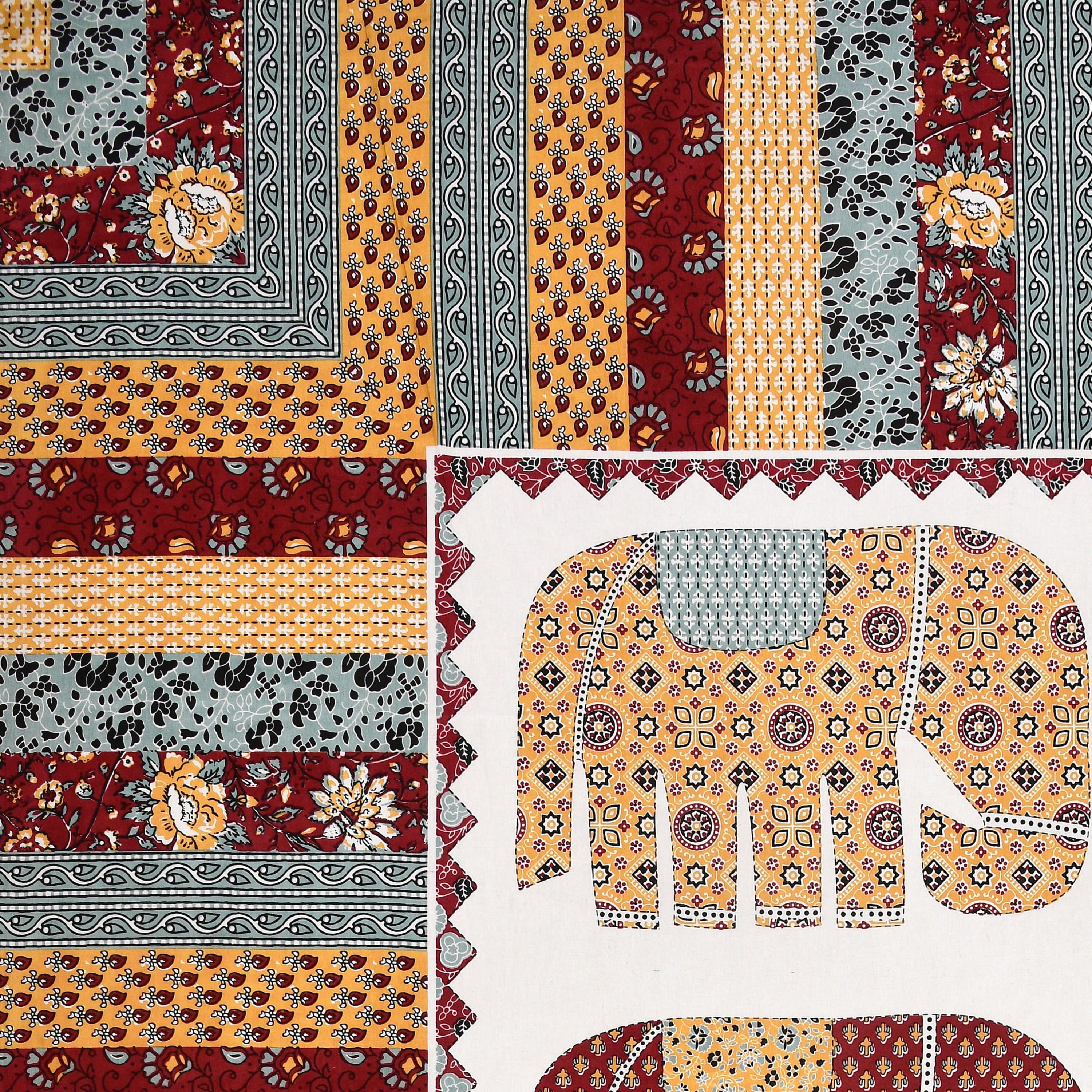 Viscose Gangour Collection 95x108 Double Bedsheet with Elephant Heritage Design
