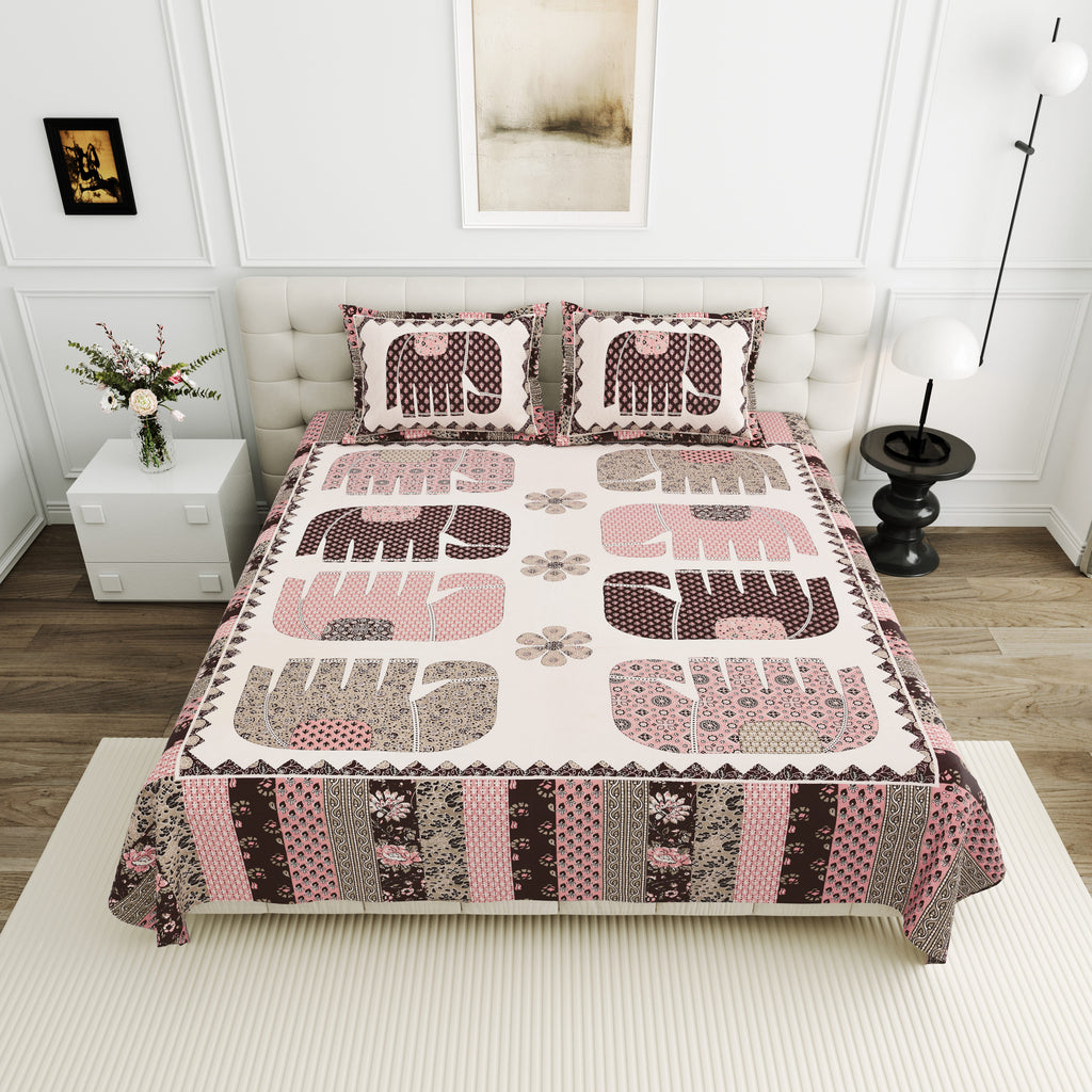 Viscose Gangour Collection 95x108 Double Bedsheet with Elephant Heritage Design