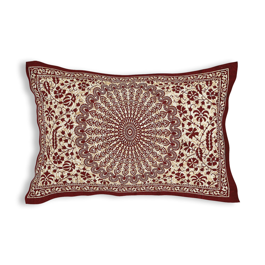 59" Traditional Mandala & Paisley Print 100% Cotton Single Bedsheet with 1 Pillow Cover (60x90)