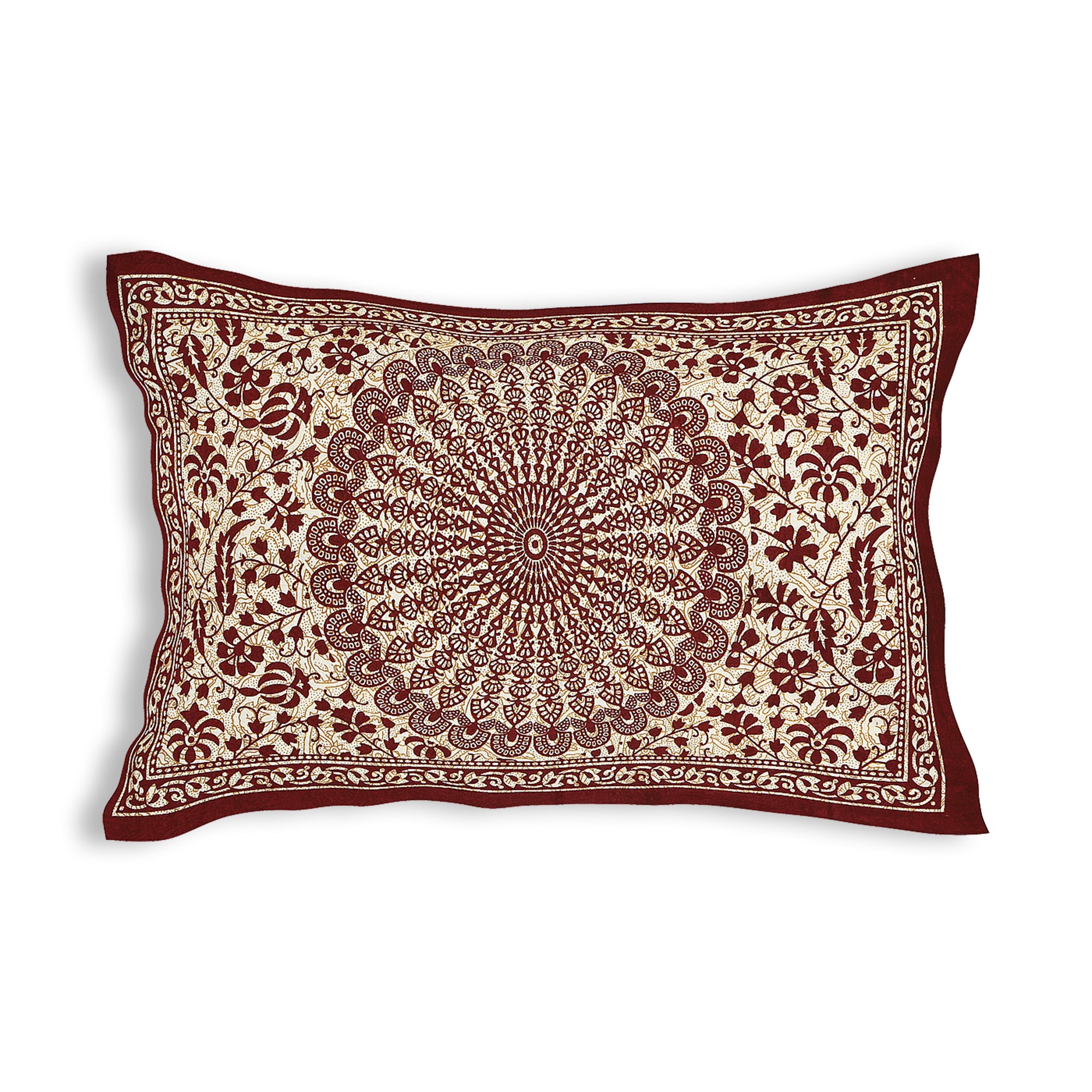 59" Traditional Mandala & Paisley Print 100% Cotton Single Bedsheet with 1 Pillow Cover (60x90)