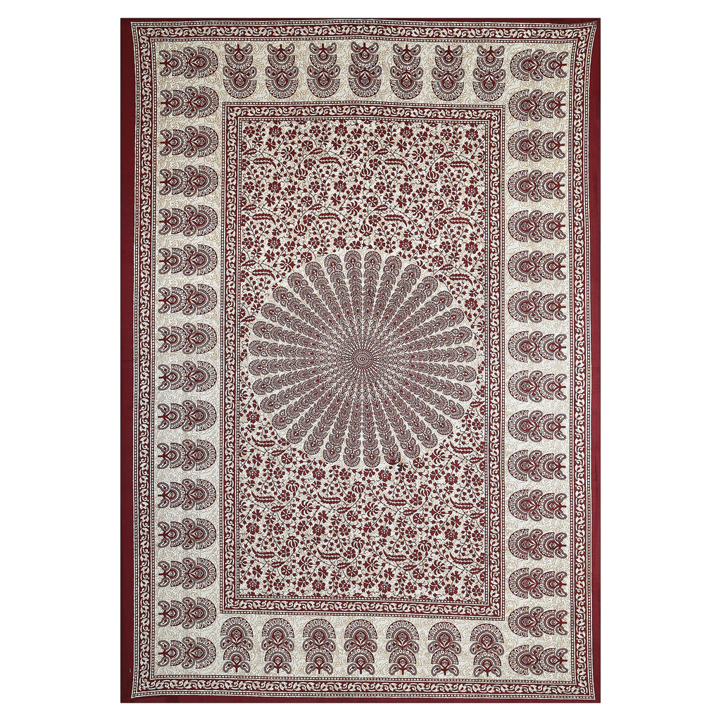 59" Traditional Mandala & Paisley Print 100% Cotton Single Bedsheet with 1 Pillow Cover (60x90)