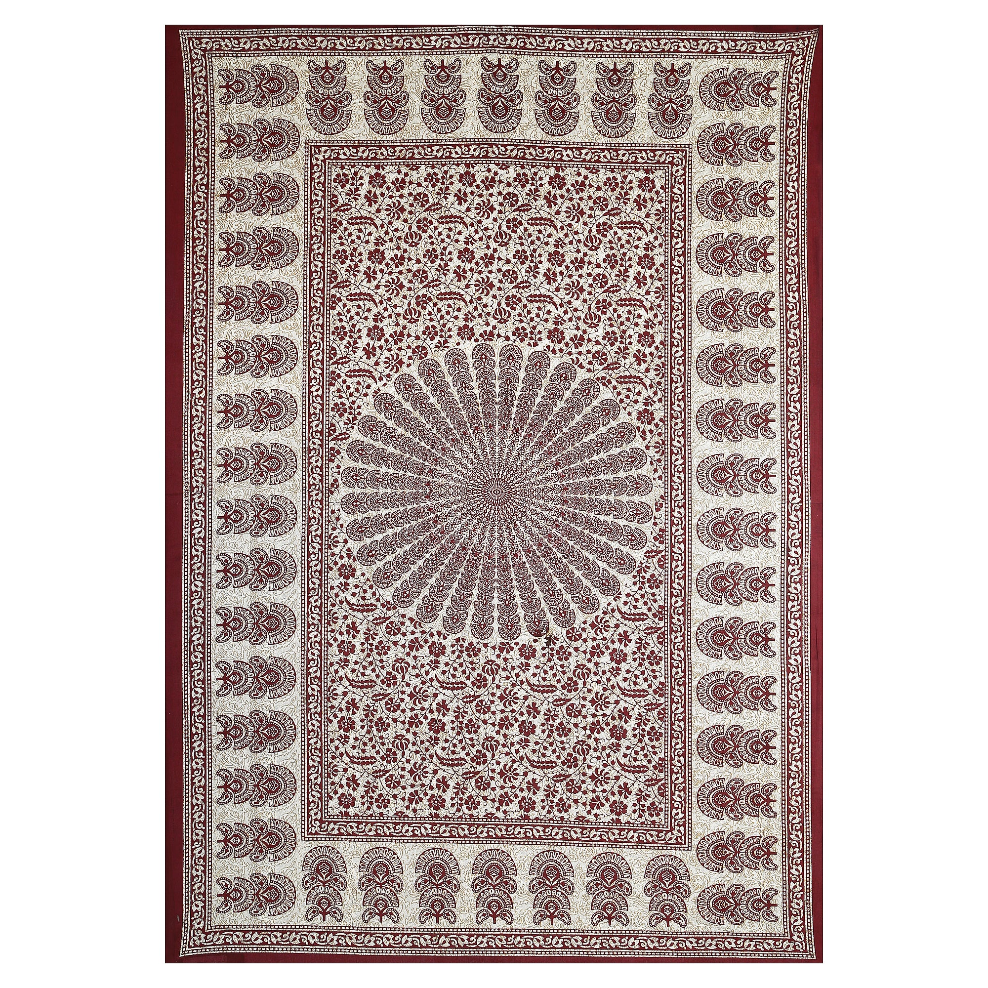 59" Traditional Mandala & Paisley Print 100% Cotton Single Bedsheet with 1 Pillow Cover (60x90)