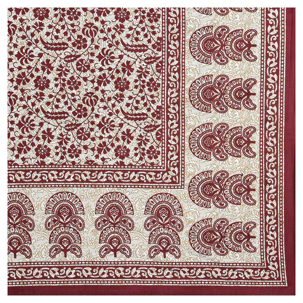 59" Traditional Mandala & Paisley Print 100% Cotton Single Bedsheet with 1 Pillow Cover (60x90)