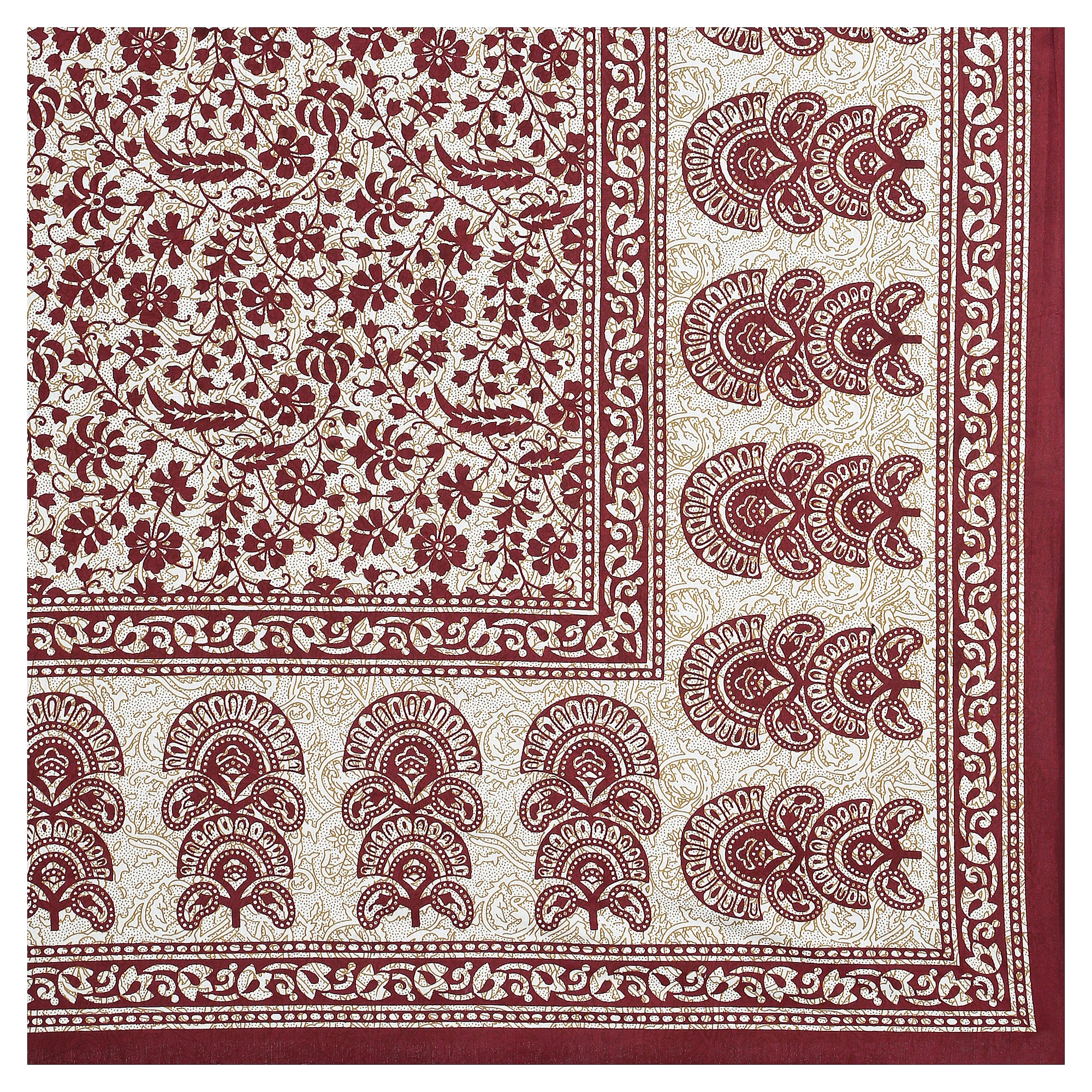 59" Traditional Mandala & Paisley Print 100% Cotton Single Bedsheet with 1 Pillow Cover (60x90)