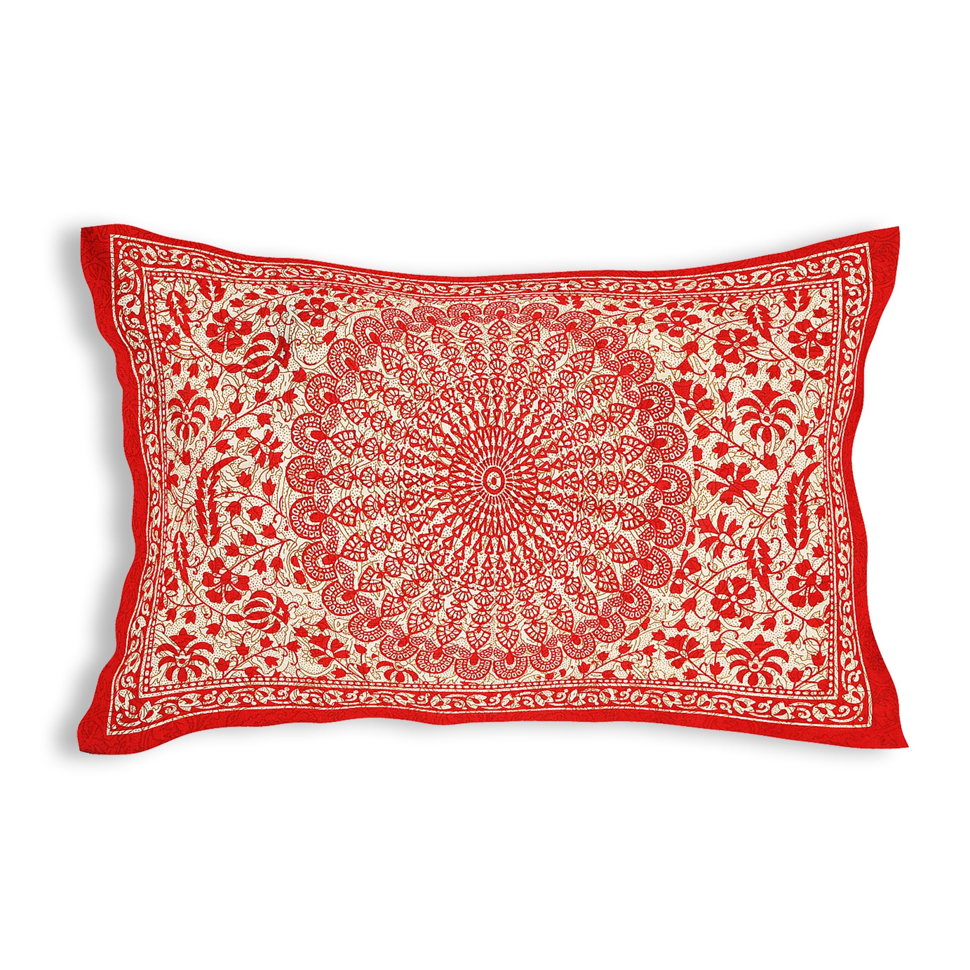 59" Traditional Mandala & Paisley Print 100% Cotton Single Bedsheet with 1 Pillow Cover (60x90)
