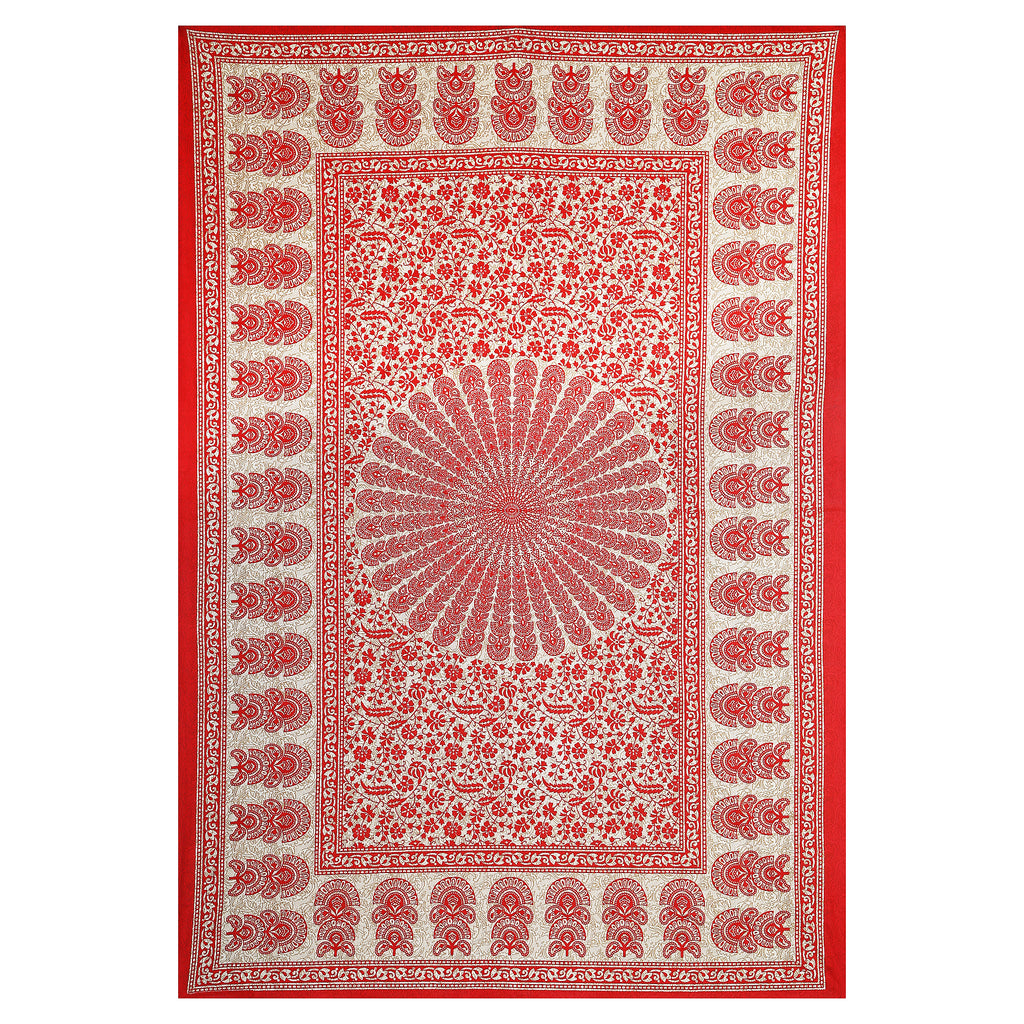 59" Traditional Mandala & Paisley Print 100% Cotton Single Bedsheet with 1 Pillow Cover (60x90)