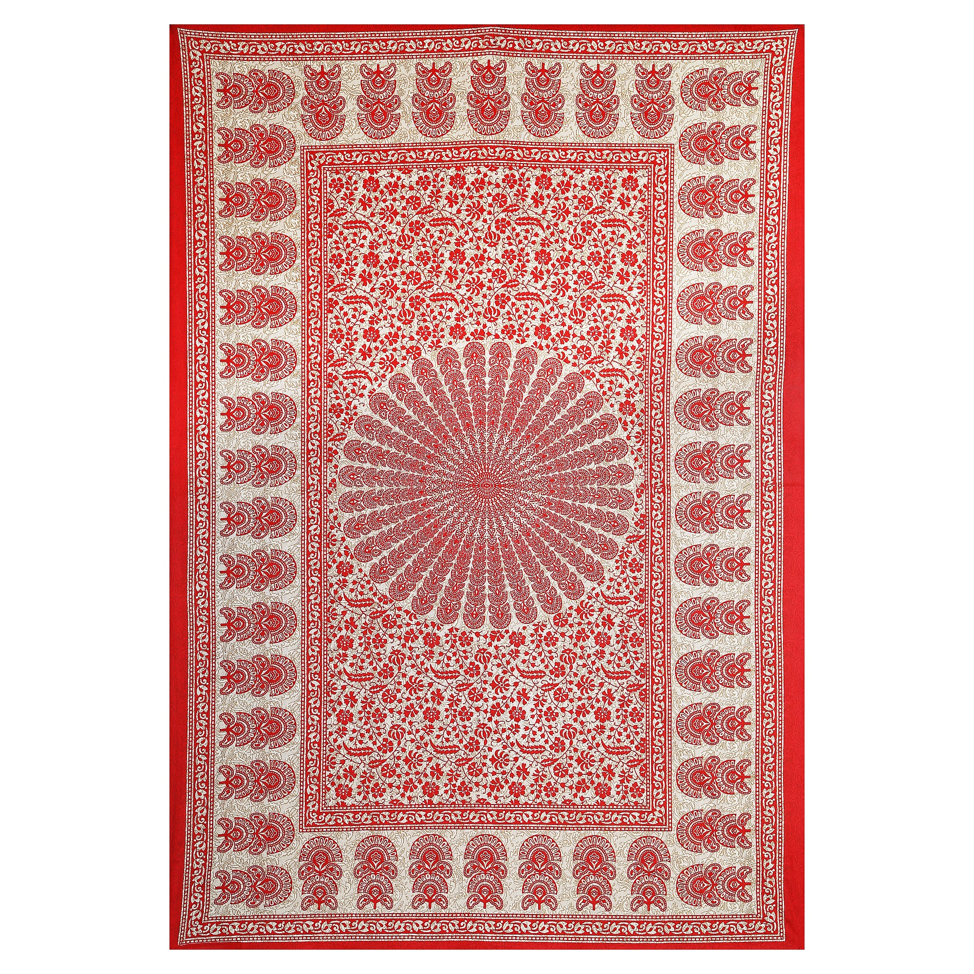 59" Traditional Mandala & Paisley Print 100% Cotton Single Bedsheet with 1 Pillow Cover (60x90)